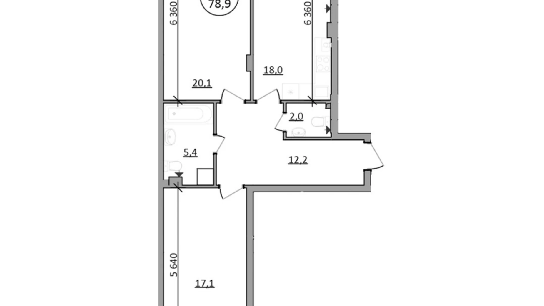 Продается 2-комнатная квартира 78.9 кв. м в Брюховичах, ул. Львовская, 92 - фото 2