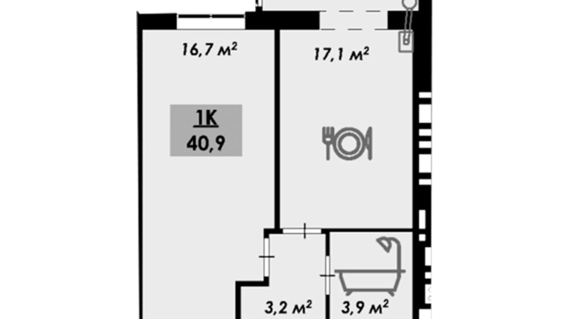 Продается 1-комнатная квартира 40.9 кв. м в Черкассах, ул. Надпольная, 222 - фото 2