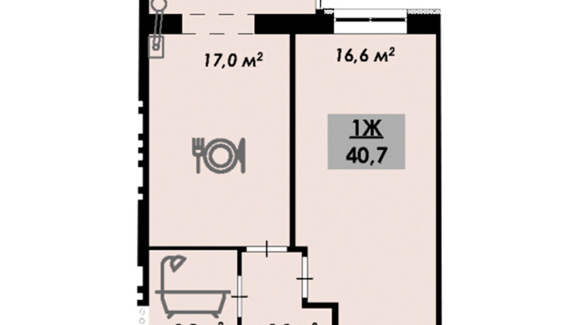 Продается 1-комнатная квартира 40.7 кв. м в Черкассах - фото 2