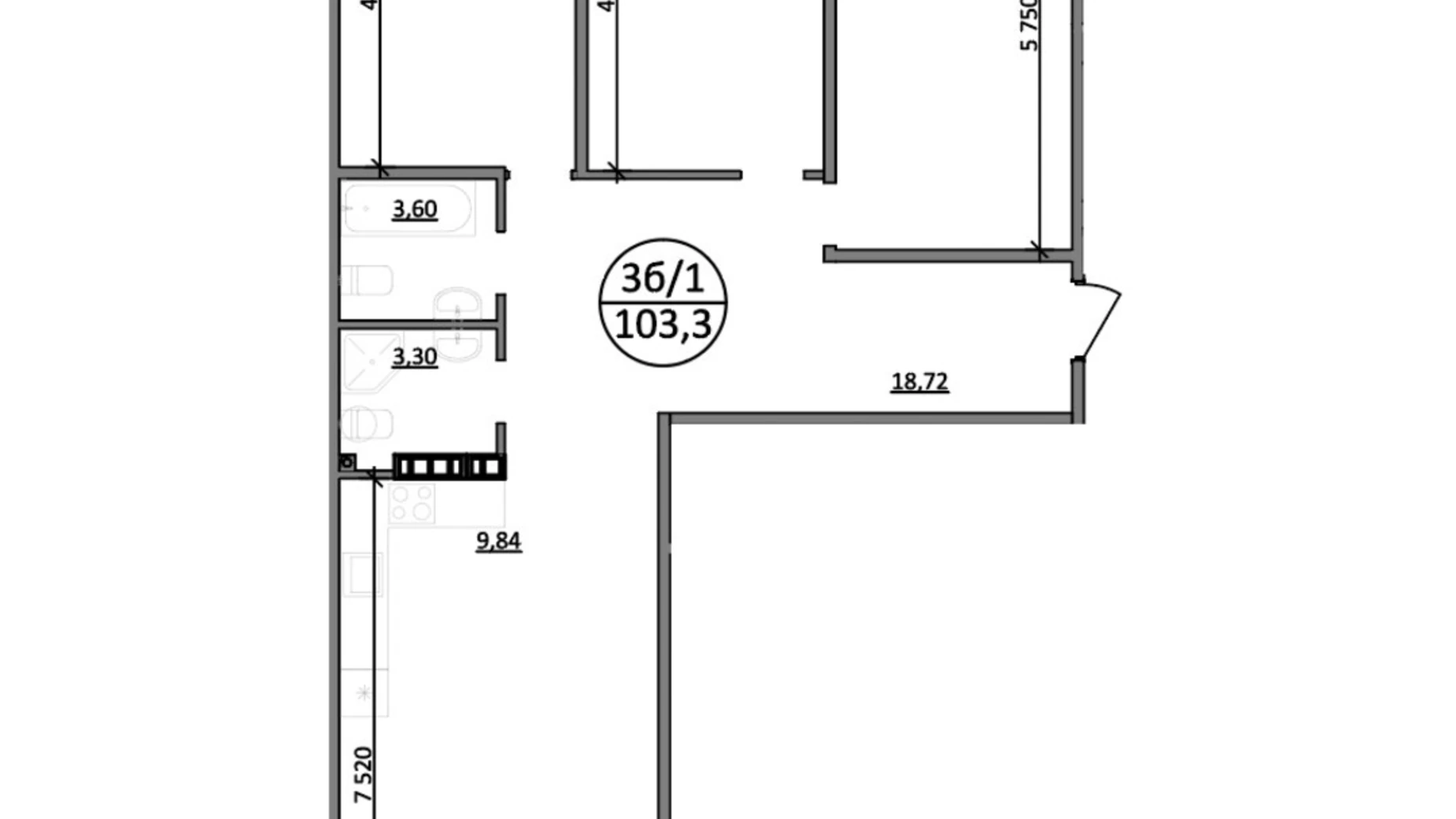 Продается 3-комнатная квартира 103.3 кв. м в Басовке, Кольцевая дор. - фото 2