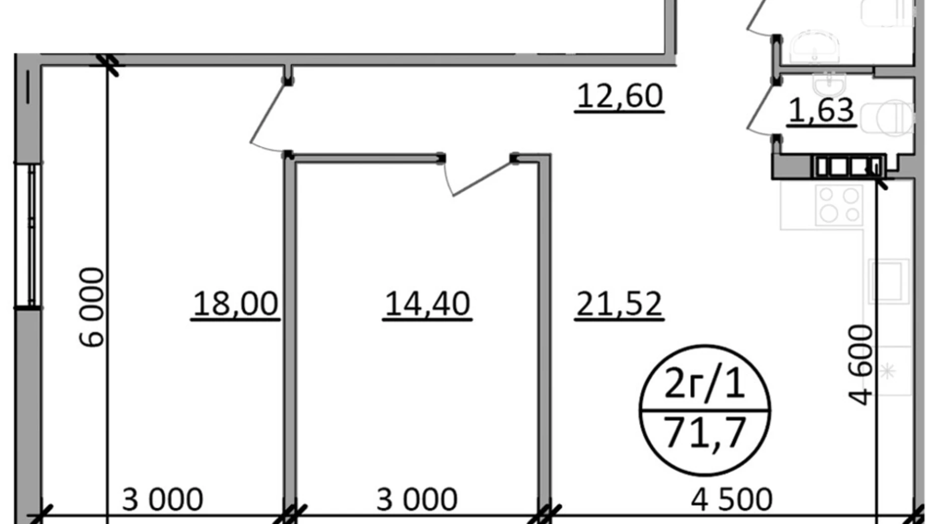 Продается 2-комнатная квартира 71.7 кв. м в Басовке, Кольцевая дор. - фото 2