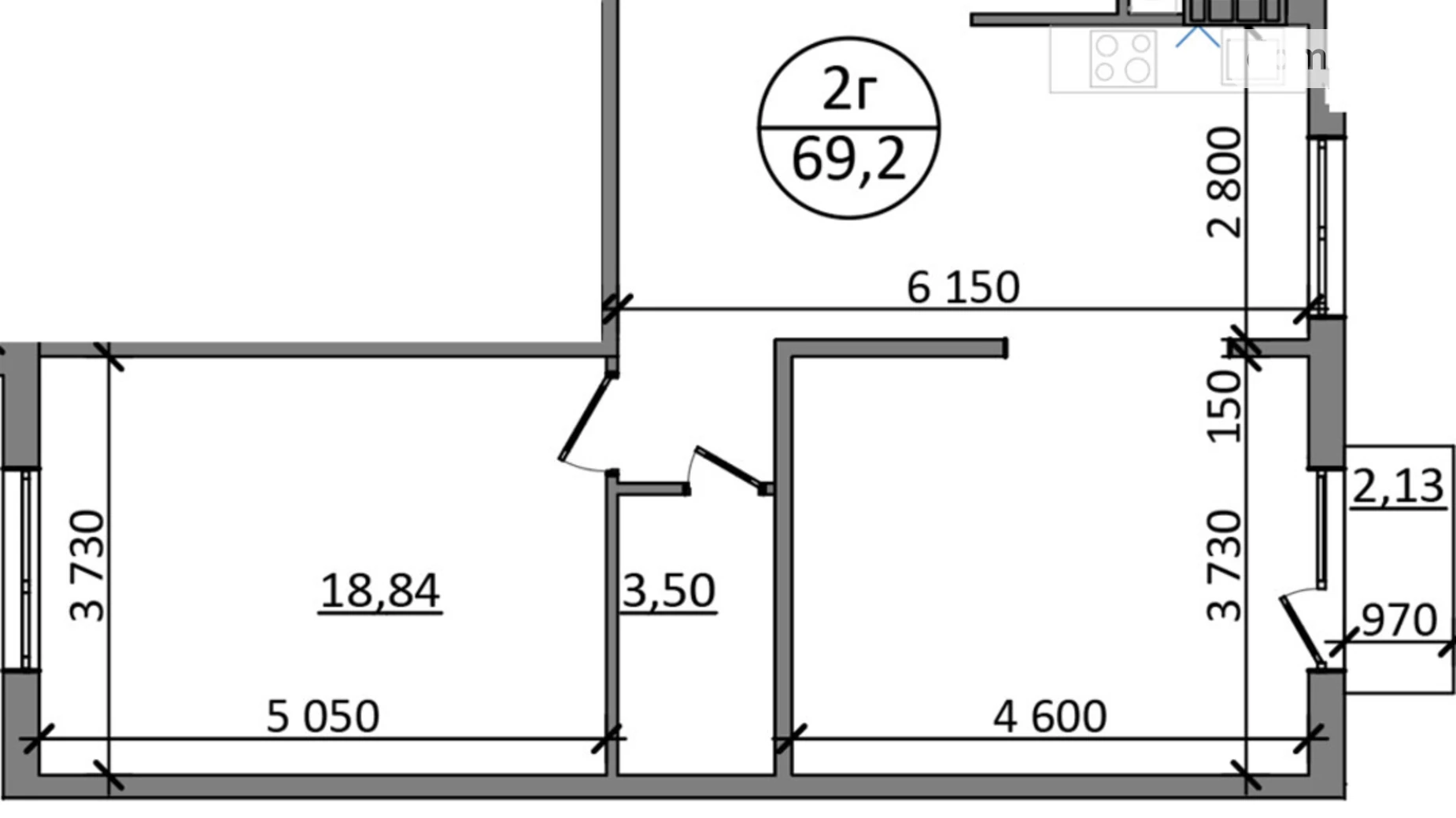 Продается 1-комнатная квартира 69.2 кв. м в Басовке, Кольцевая дор. - фото 2