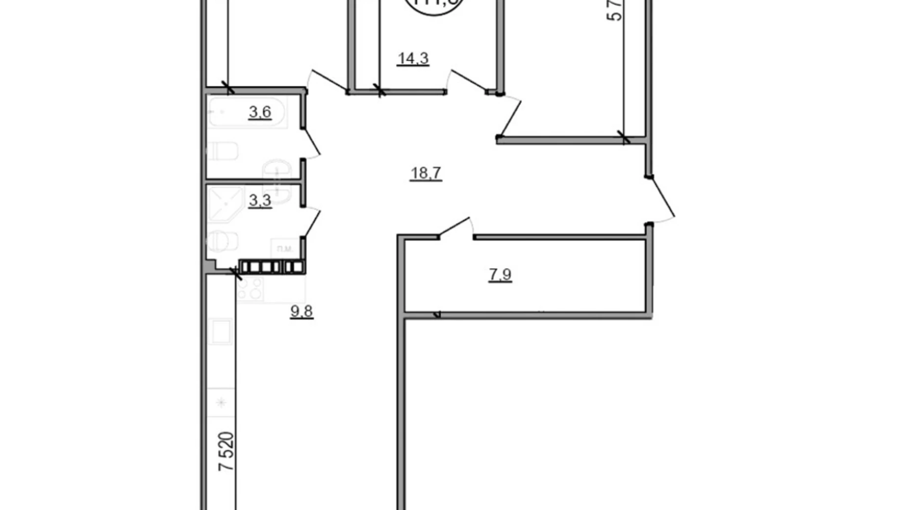 Продается 3-комнатная квартира 111.8 кв. м в Басовке, Кольцевая дор. - фото 2