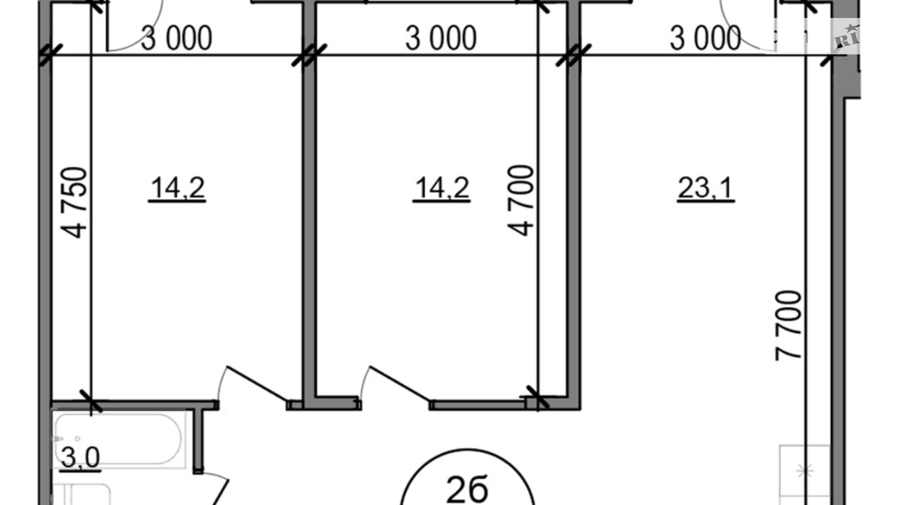 Продається 2-кімнатна квартира 75 кв. м у, цена: 59625 $ - фото 2