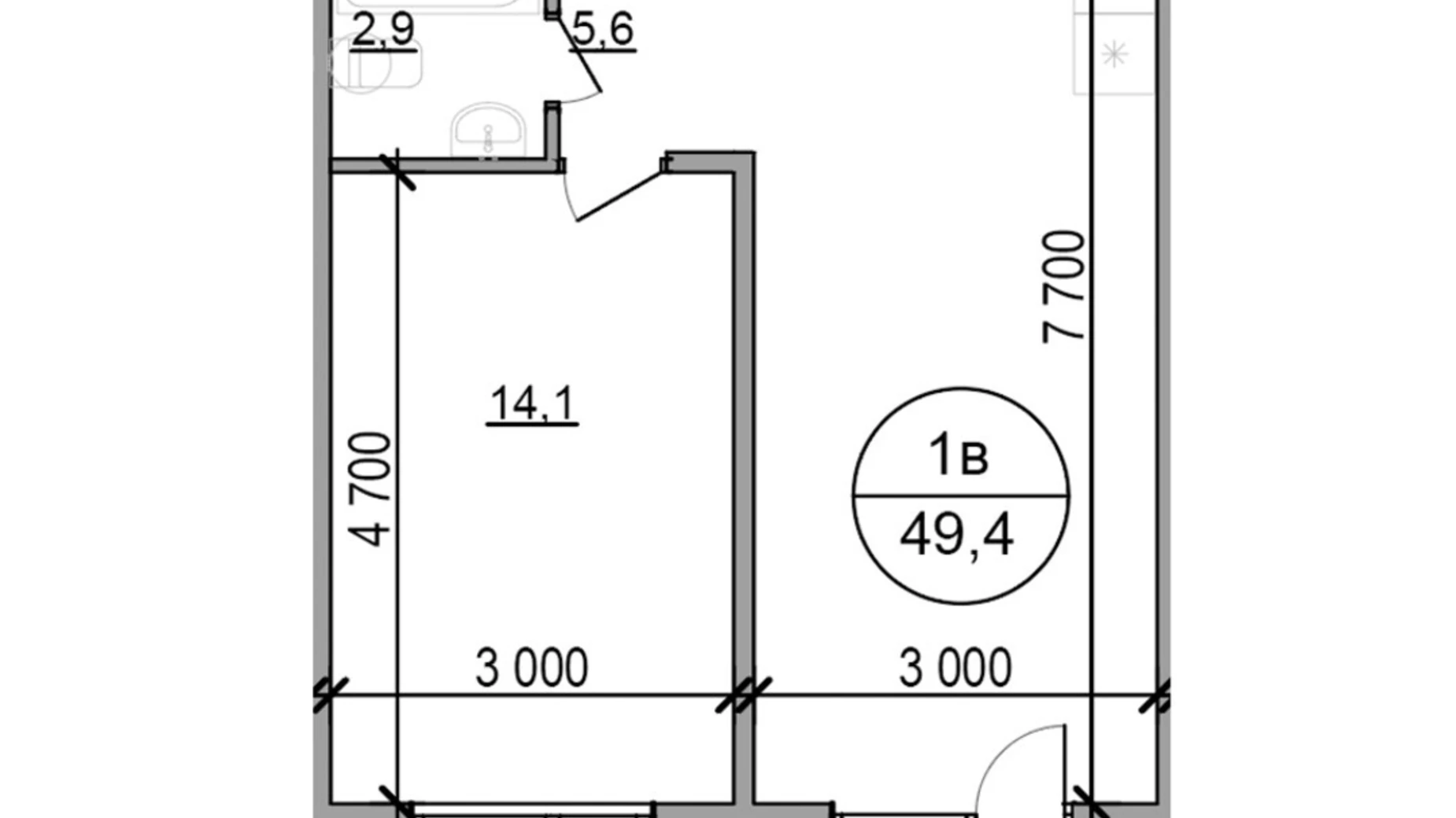 Продается 1-комнатная квартира 49.4 кв. м в Басовке, Кольцевая дор. - фото 2