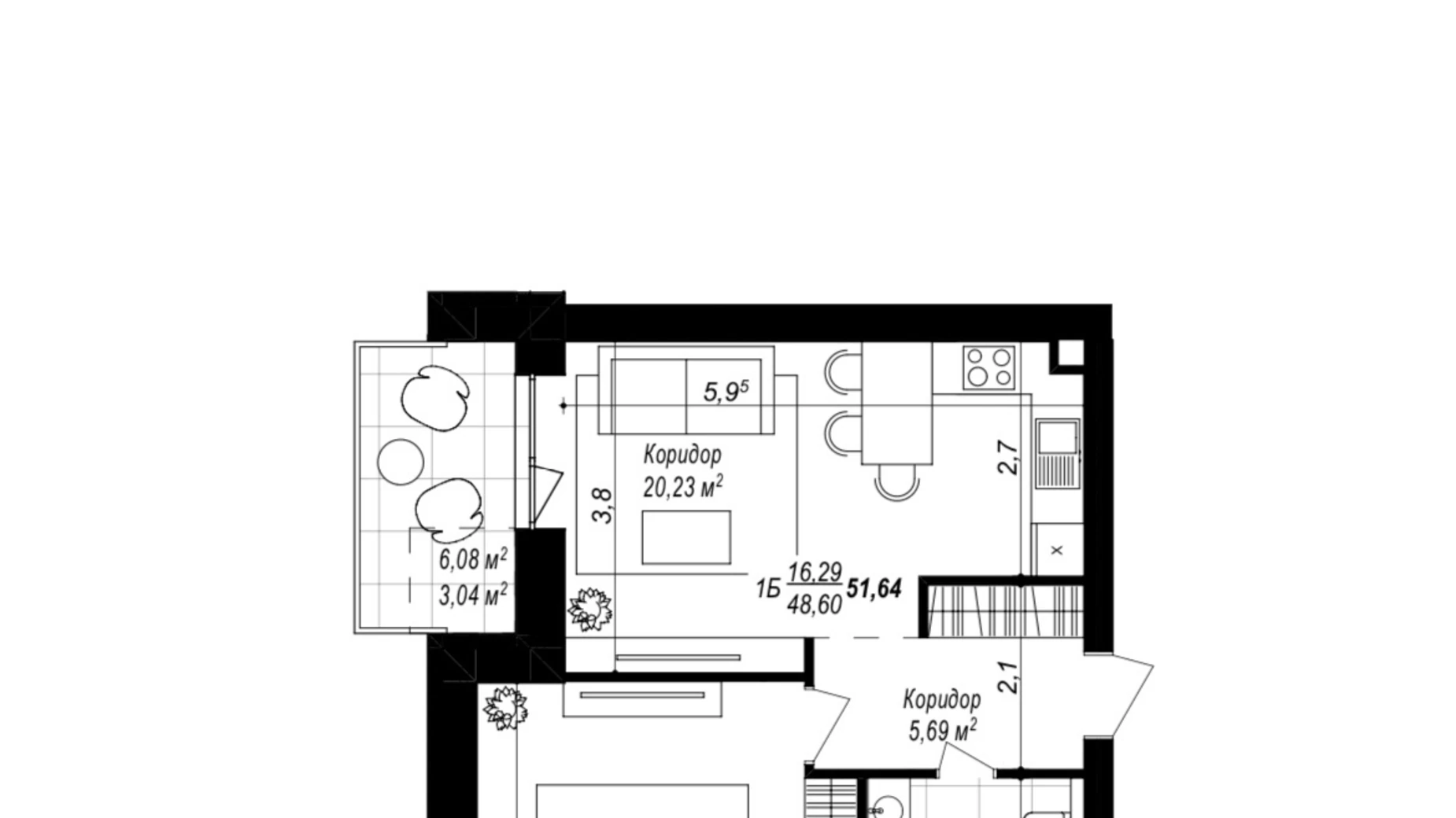 Продается 1-комнатная квартира 54 кв. м в Хмельницком, ул. 1-я Отрадная - фото 5