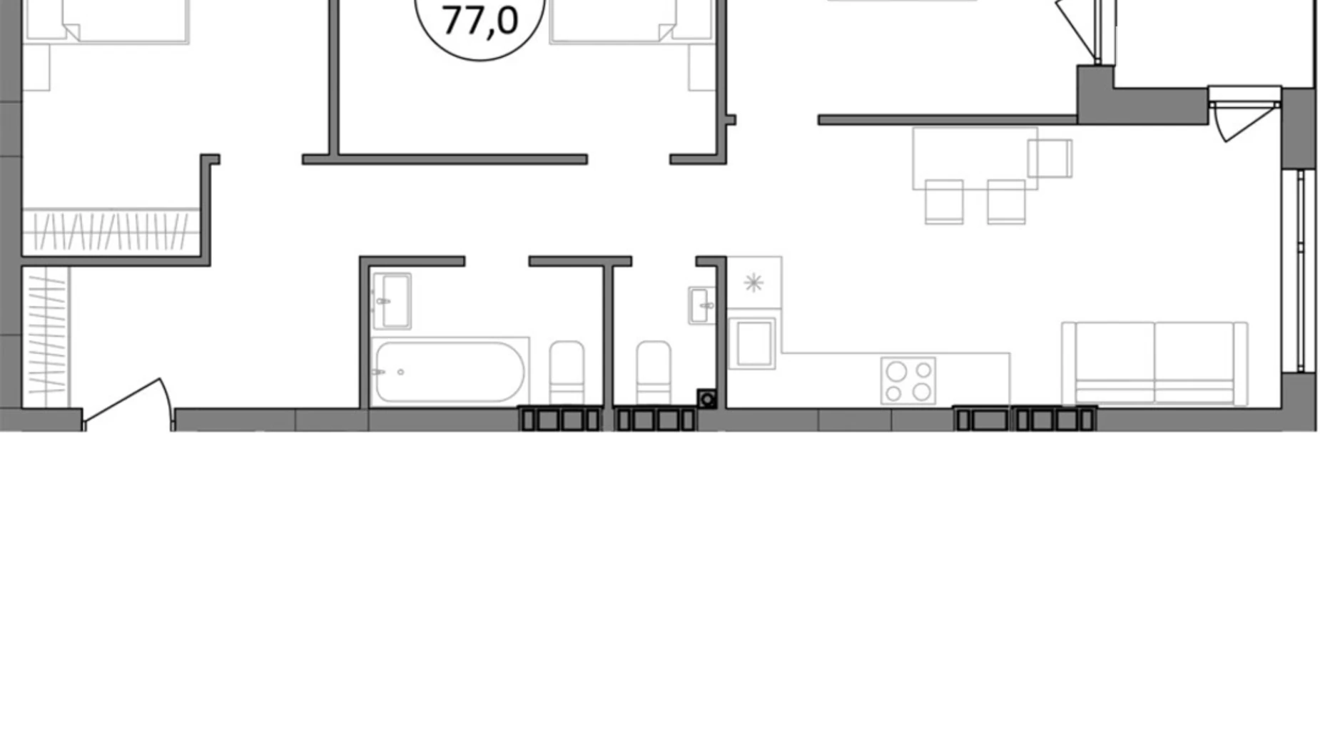 Продается 3-комнатная квартира 77 кв. м в Брюховичах, ул. Широкая, 22 - фото 2