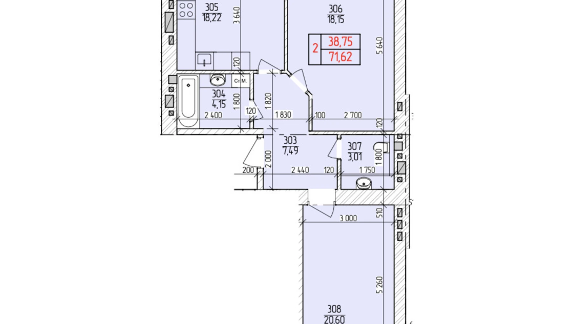 Продается 2-комнатная квартира 71.62 кв. м в Хмельницком, цена: 52072 $ - фото 2