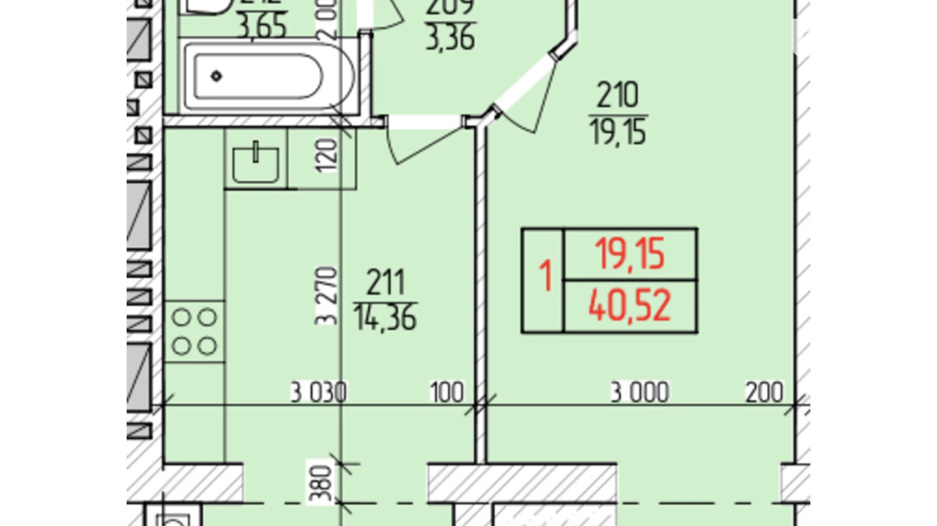 Продается 1-комнатная квартира 40.52 кв. м в Хмельницком, ул. Нижняя Береговая, 2/4 - фото 2