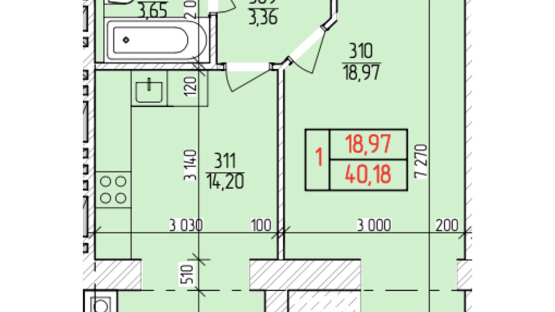 Продается 1-комнатная квартира 40.18 кв. м в Хмельницком, ул. Нижняя Береговая, 2/4 - фото 2