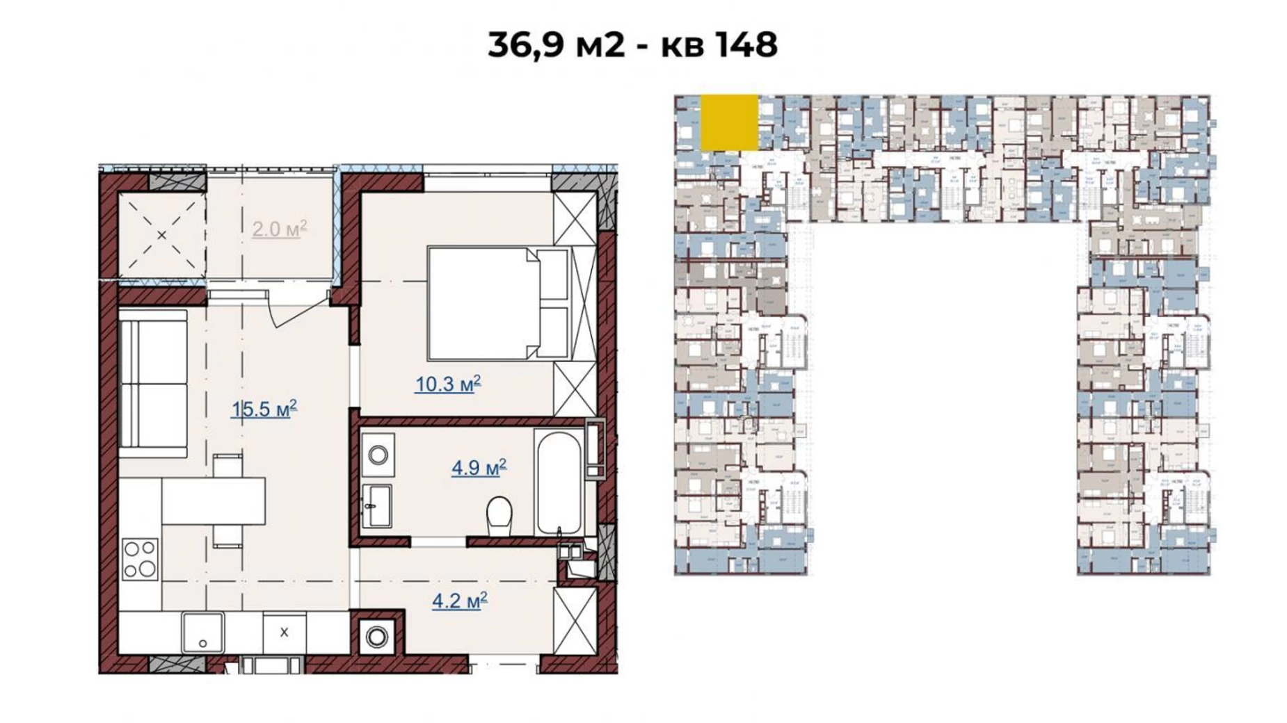 Продається 1-кімнатна квартира 36.9 кв. м у Минаї, пров. Парковий - фото 2