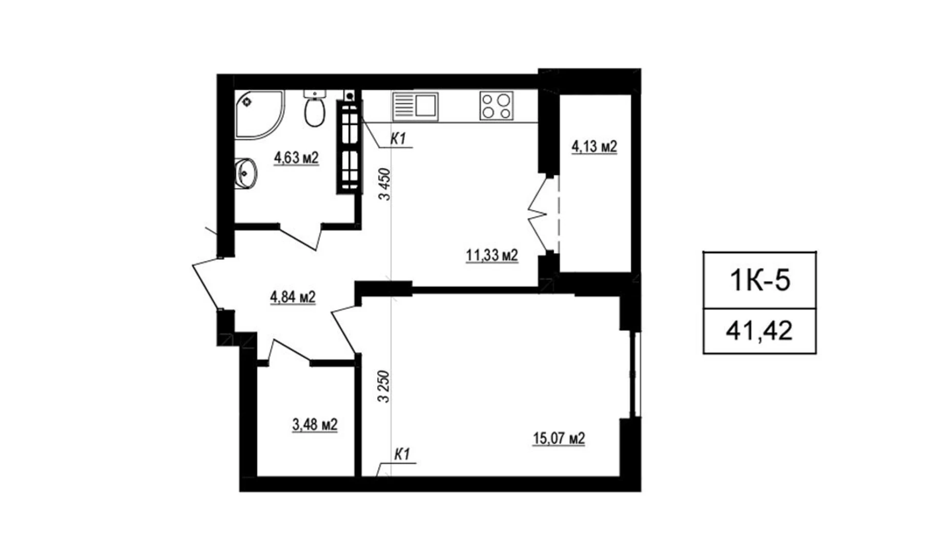 Продается 1-комнатная квартира 41.42 кв. м в Софиевской Борщаговке, ул. Яблоневая, 3А - фото 2