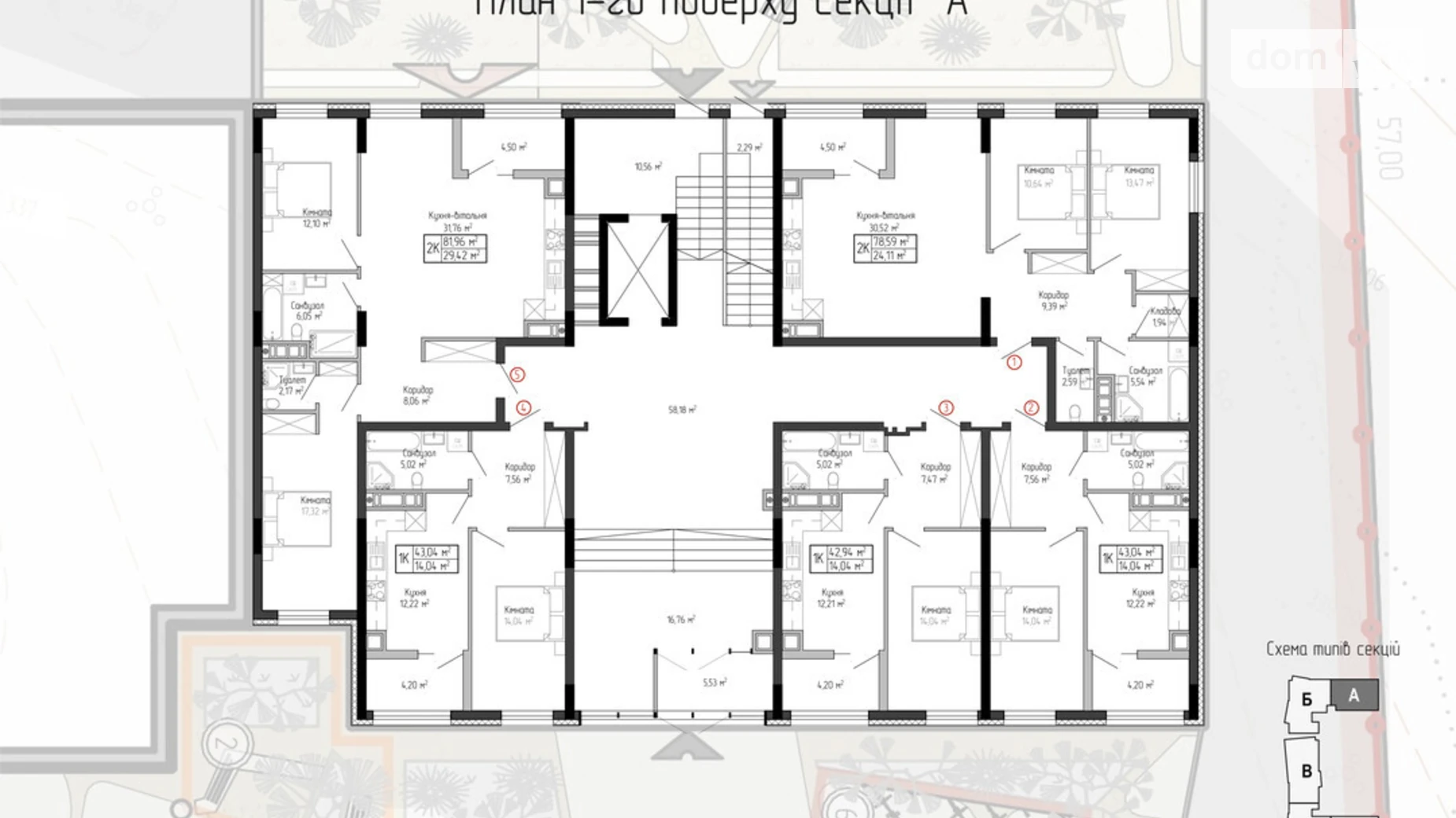 2-комнатная квартира 81.96 кв. м в Тернополе, ул. Спортивная, 8 - фото 2