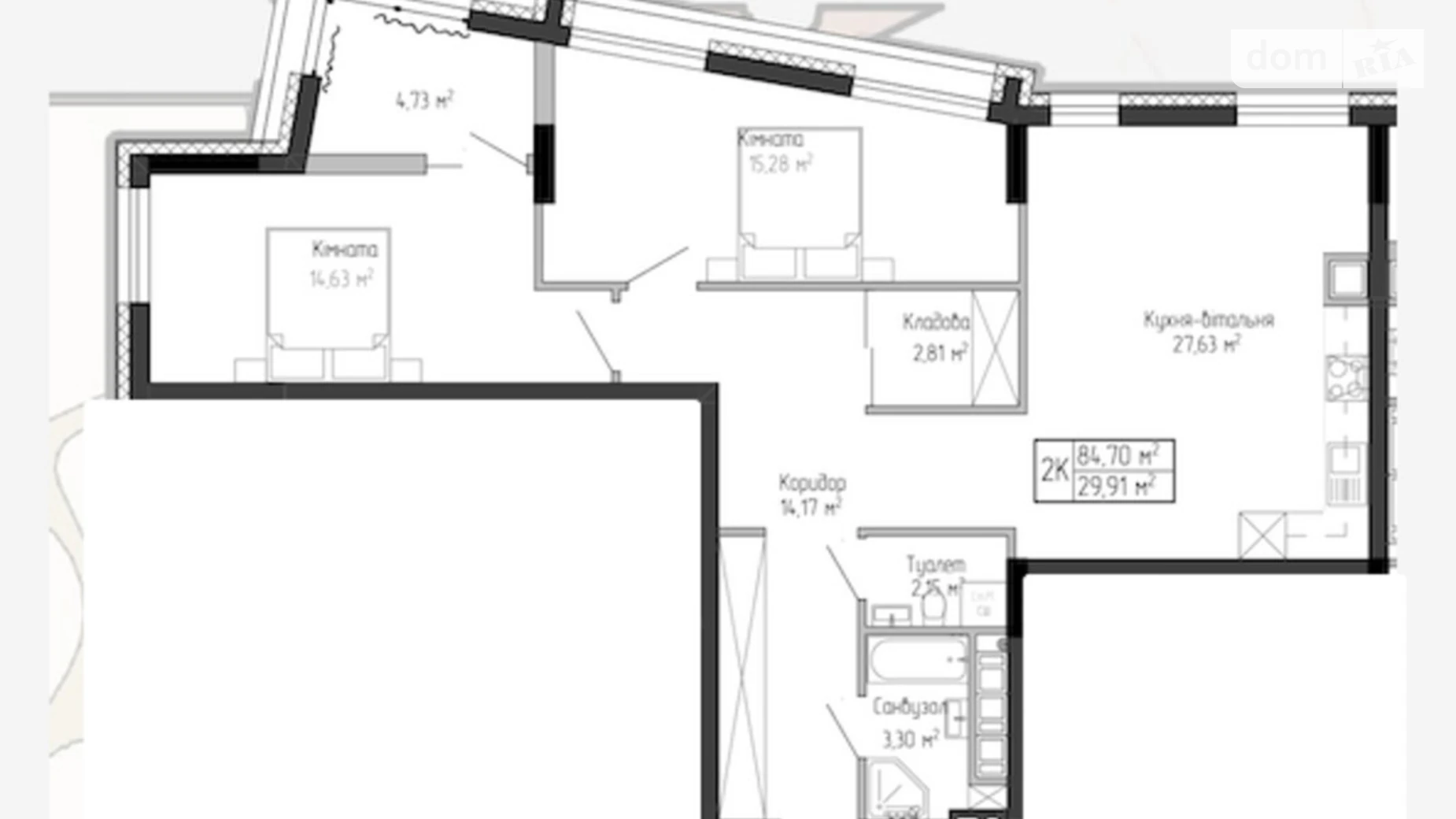 2-комнатная квартира 84.7 кв. м в Тернополе, цена: 50178 $ - фото 2