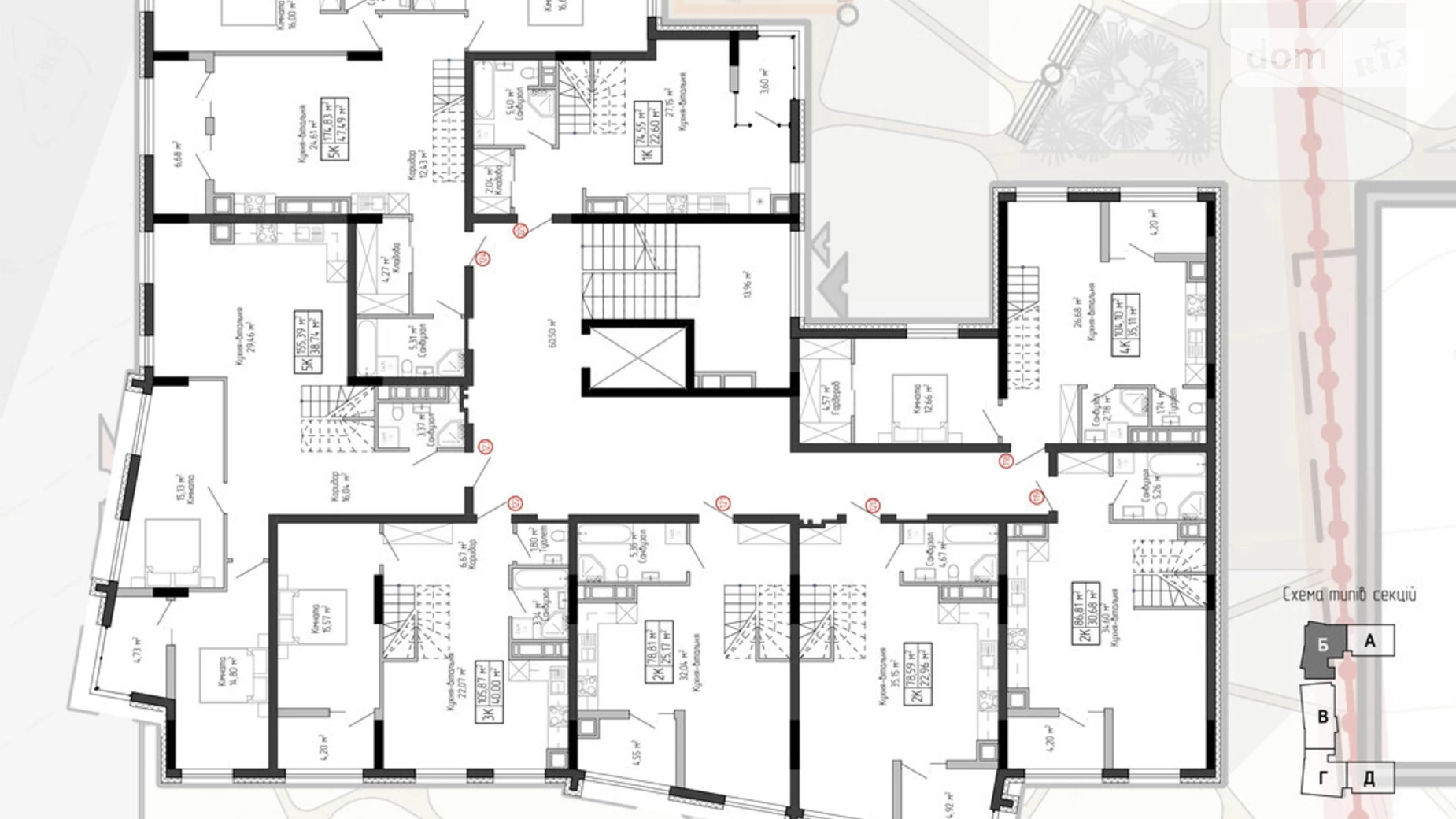 2-комнатная квартира 86.81 кв. м в Тернополе, ул. Спортивная, 8 - фото 2