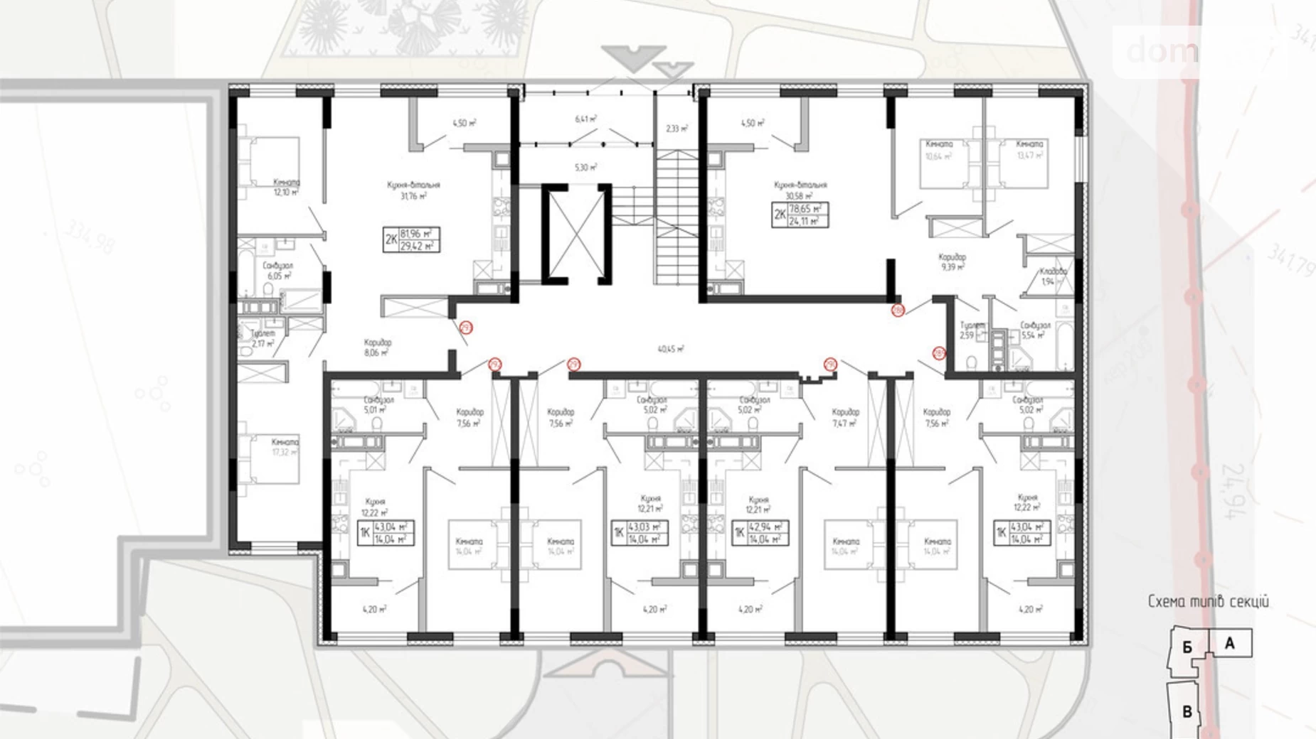 2-комнатная квартира 81.96 кв. м в Тернополе, ул. Спортивная, 8 - фото 2