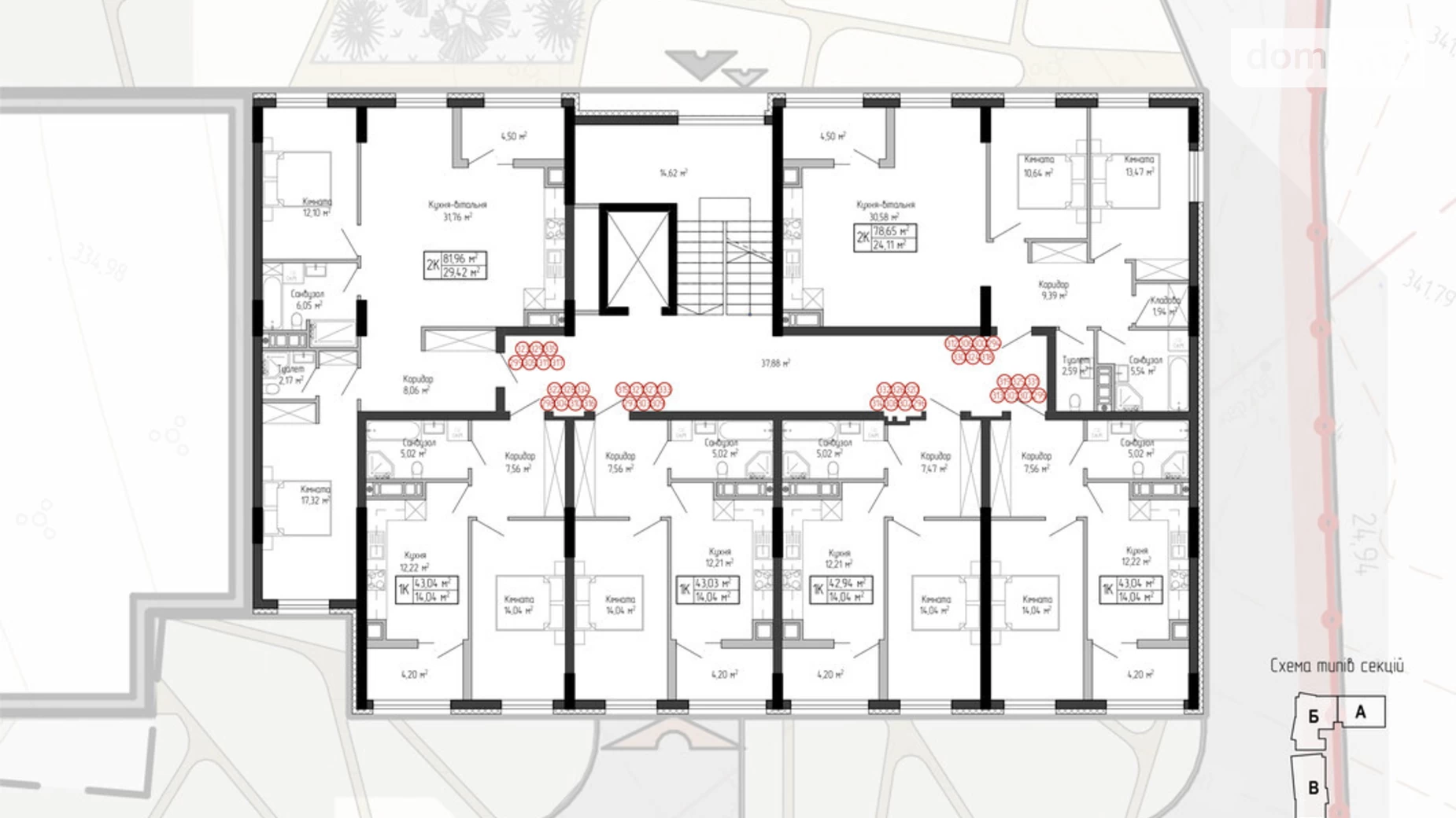 1-комнатная квартира 43.04 кв. м в Тернополе, цена: 25989 $ - фото 2
