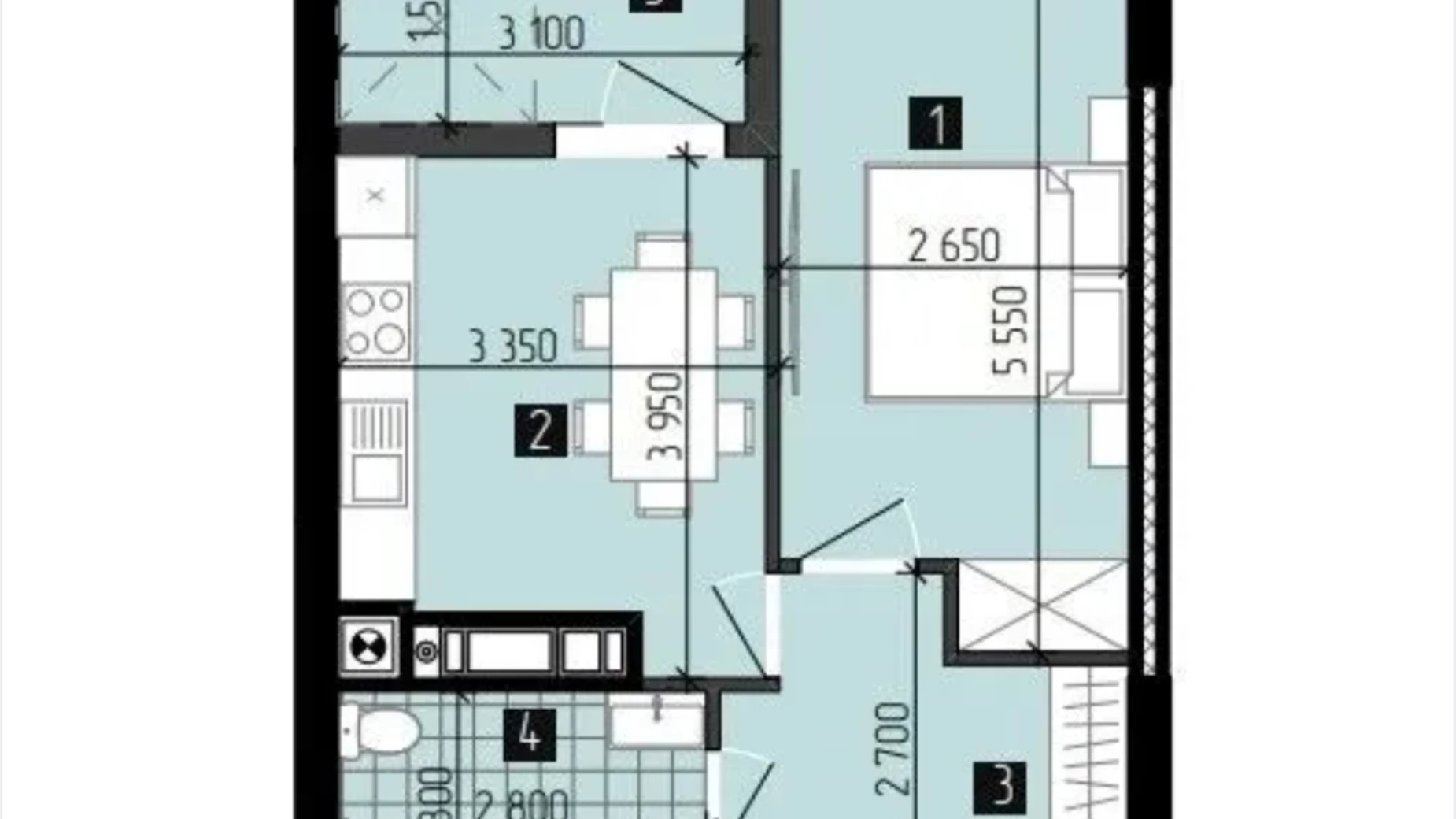 1-комнатная квартира 42.22 кв. м в Тернополе, ул. Березовая, 43 - фото 5
