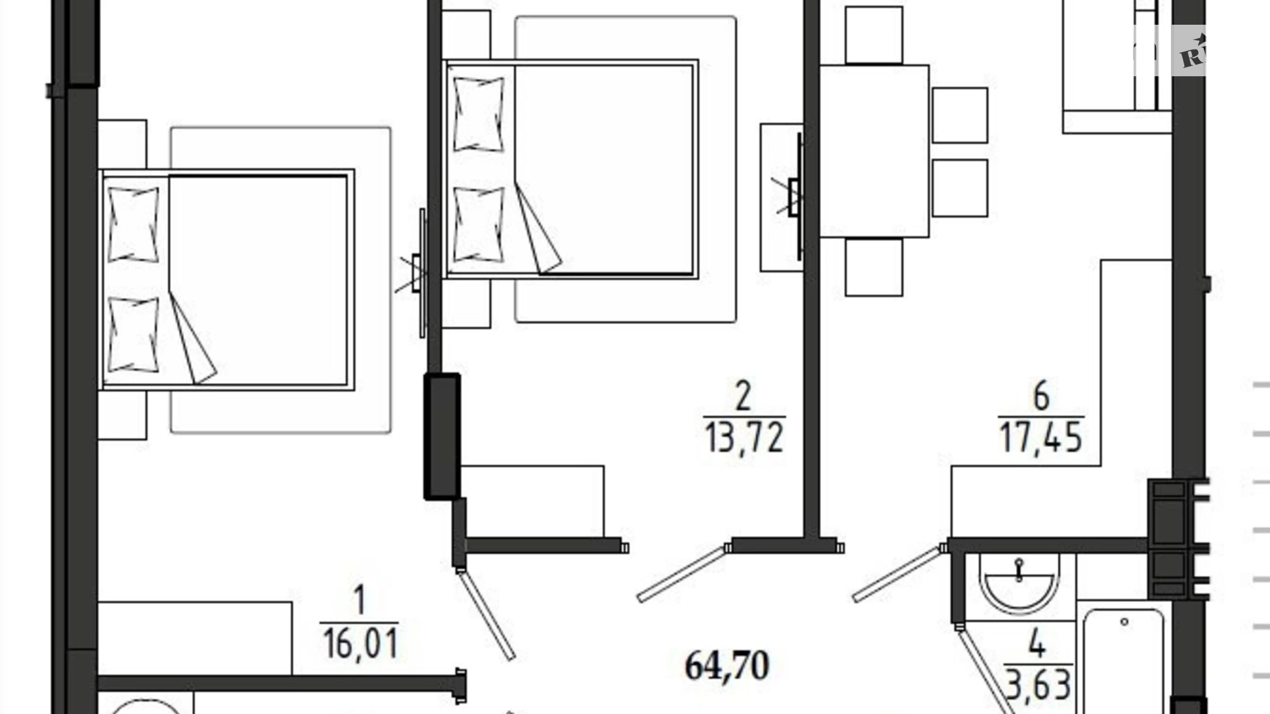 Продается 2-комнатная квартира 65 кв. м в Одессе, ул. Чехова, 1 - фото 4