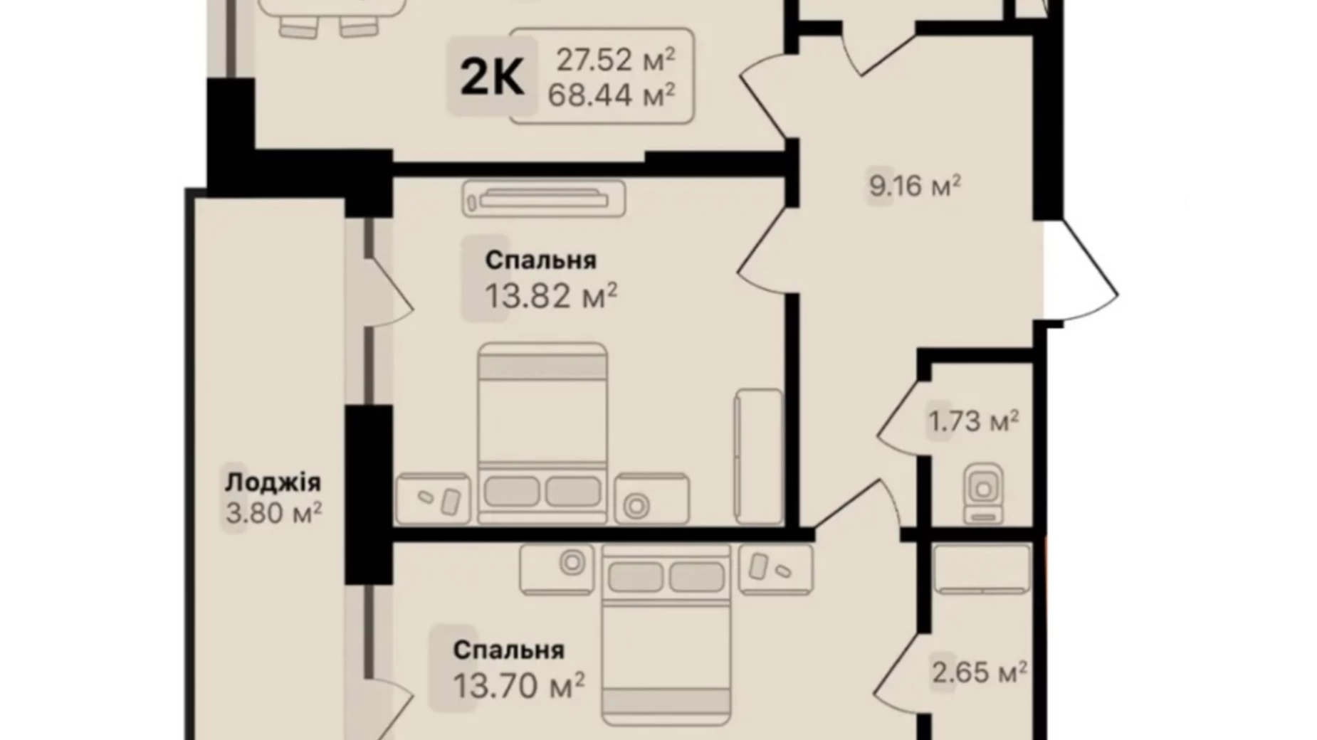 Продается 2-комнатная квартира 68.44 кв. м в Львове, ул. Подсолнечная, 32 - фото 2