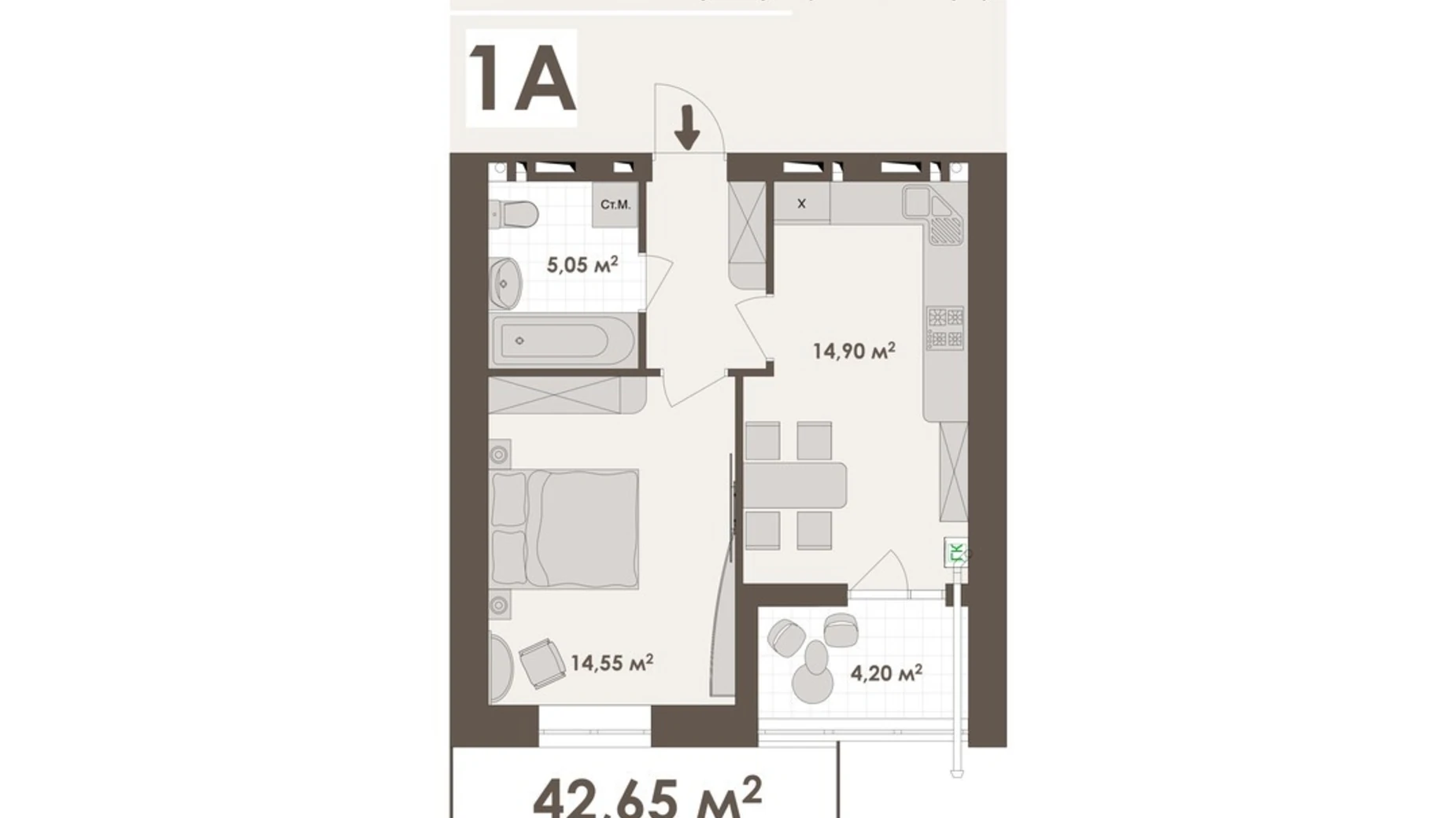 Продається 1-кімнатна квартира 42.65 кв. м у Вінниці, вул. Стрілецька, 23 - фото 3
