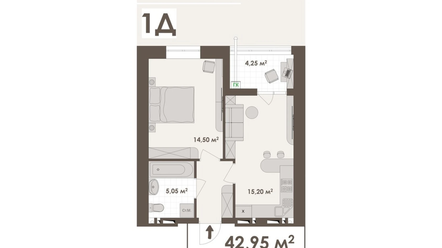 Продается 1-комнатная квартира 42.95 кв. м в Виннице, ул. Стрелецкая, 23 - фото 3