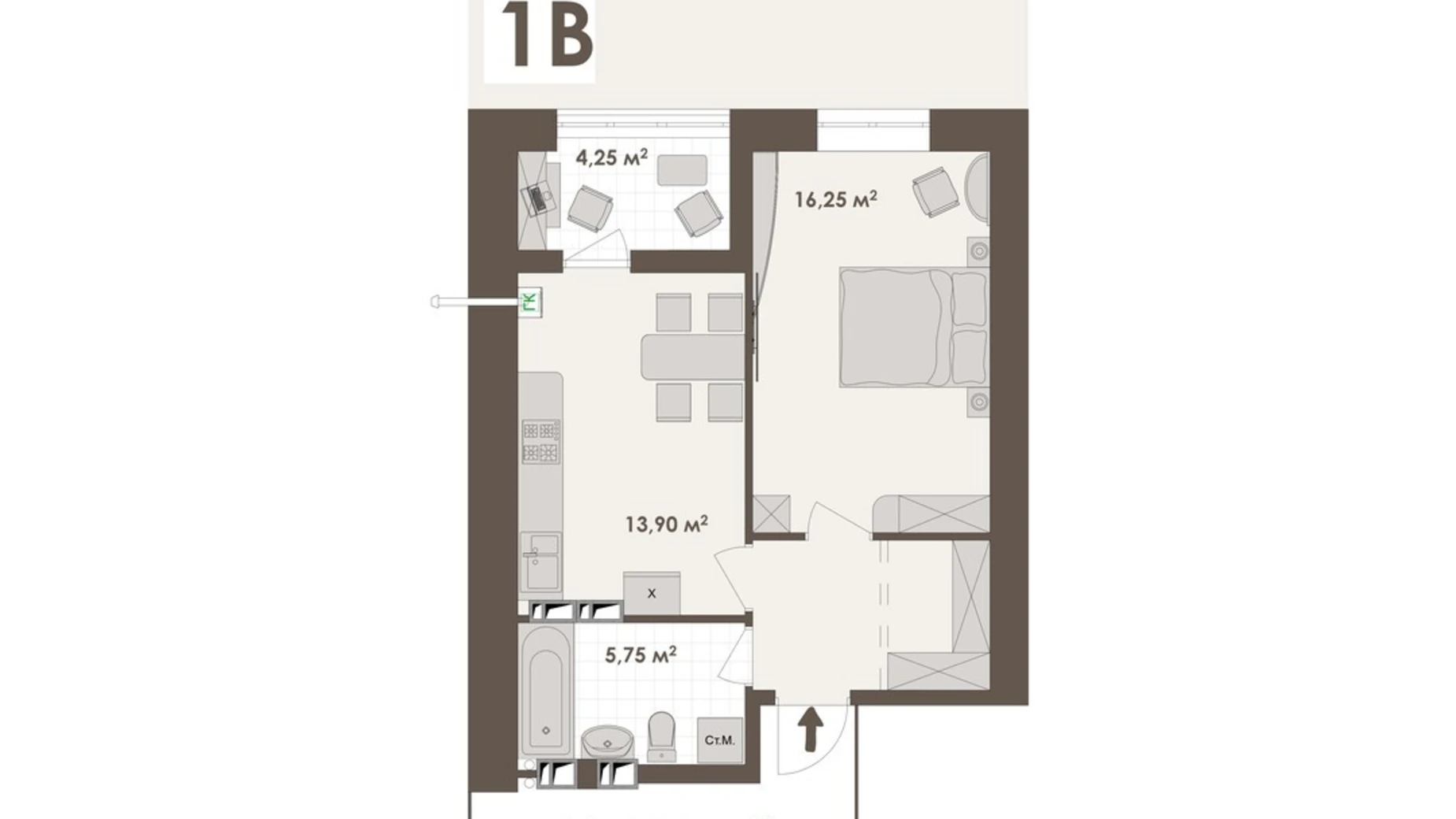 Продается 1-комнатная квартира 46.55 кв. м в Виннице, ул. Стрелецкая, 23 - фото 3