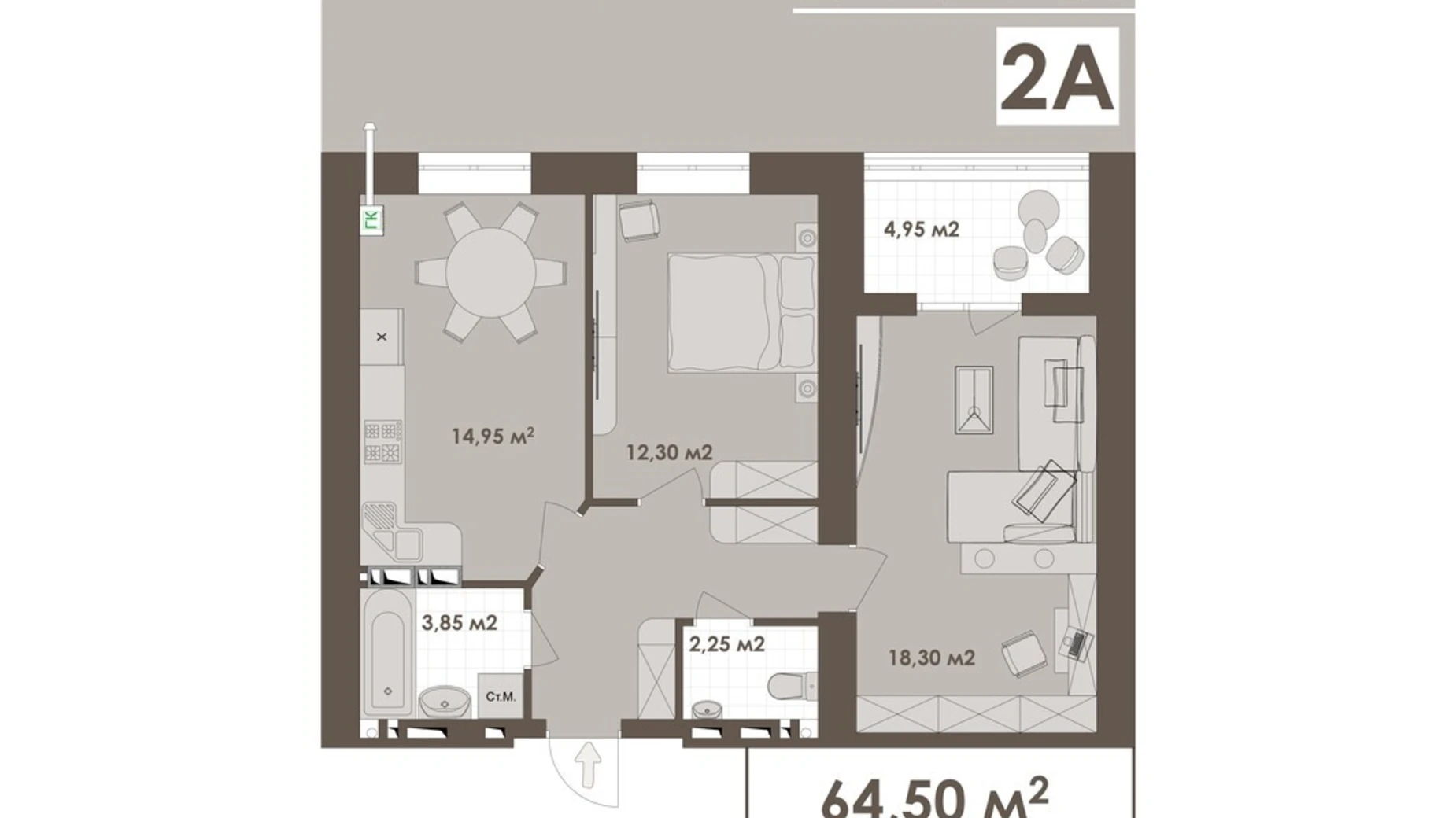 Продается 1-комнатная квартира 64.5 кв. м в Виннице, ул. Стрелецкая, 23 - фото 3