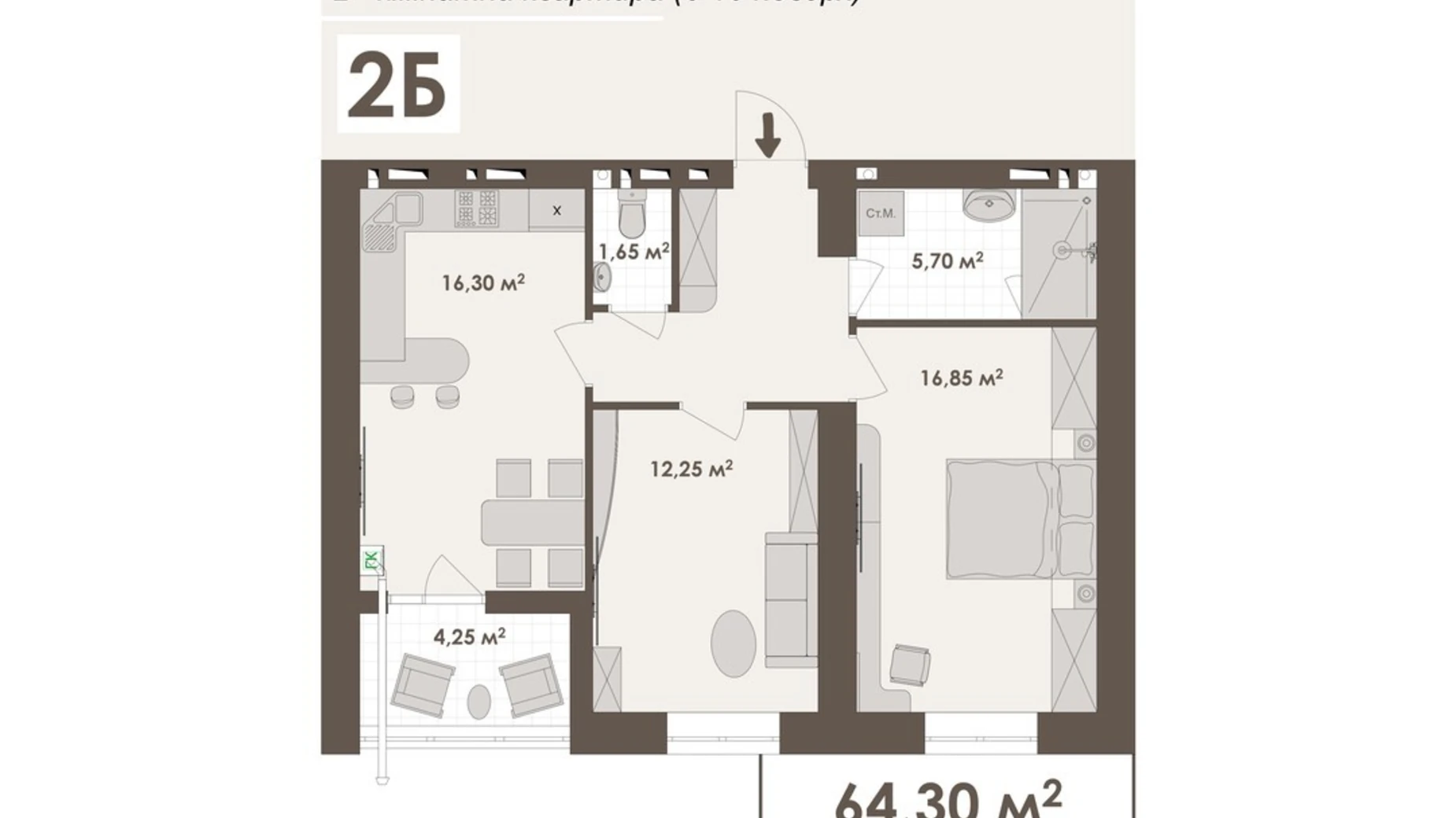 Продається 2-кімнатна квартира 64.3 кв. м у Вінниці, вул. Стрілецька, 23 - фото 3
