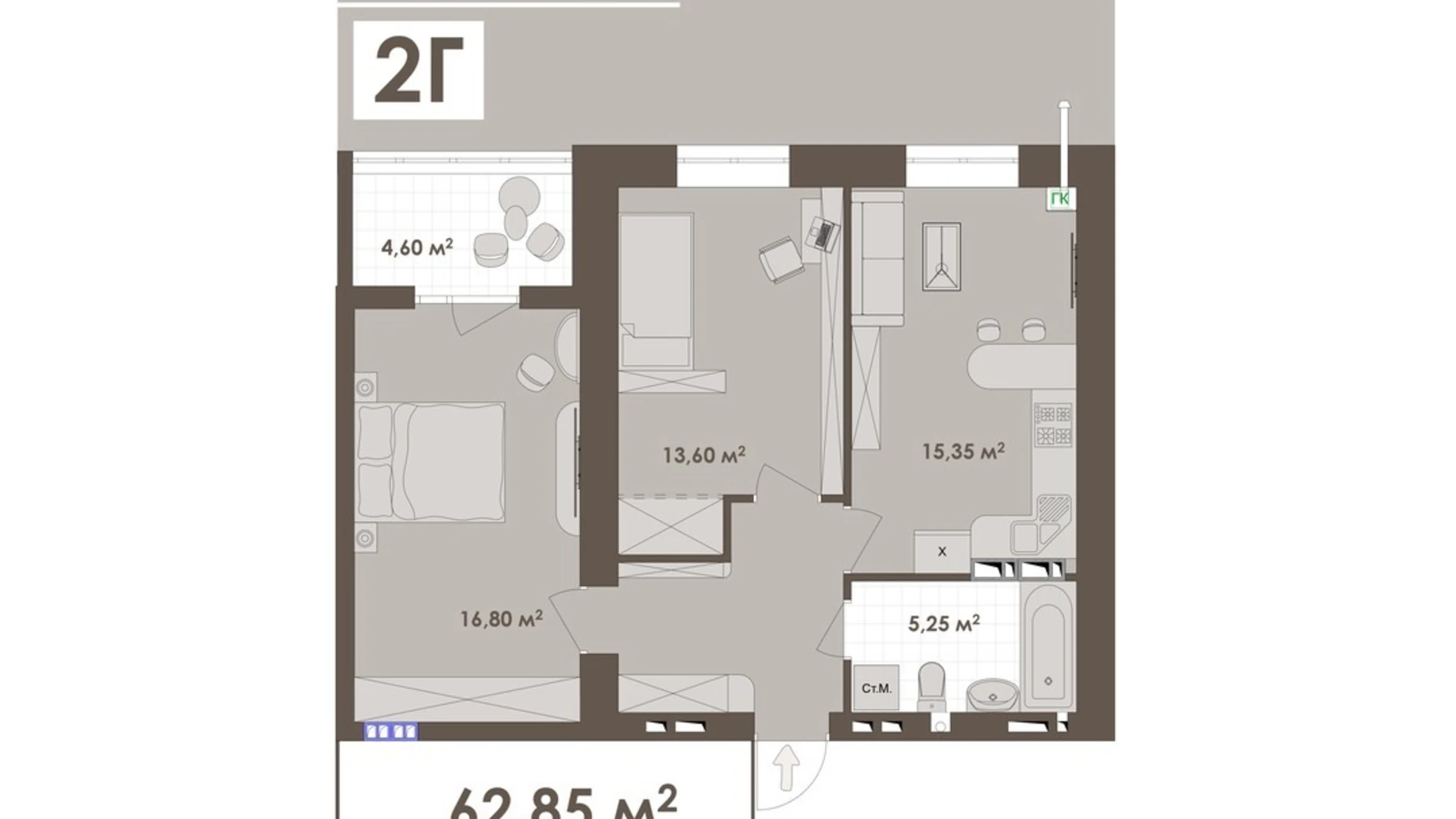 Продается 2-комнатная квартира 62.85 кв. м в Виннице, ул. Стрелецкая, 23 - фото 3