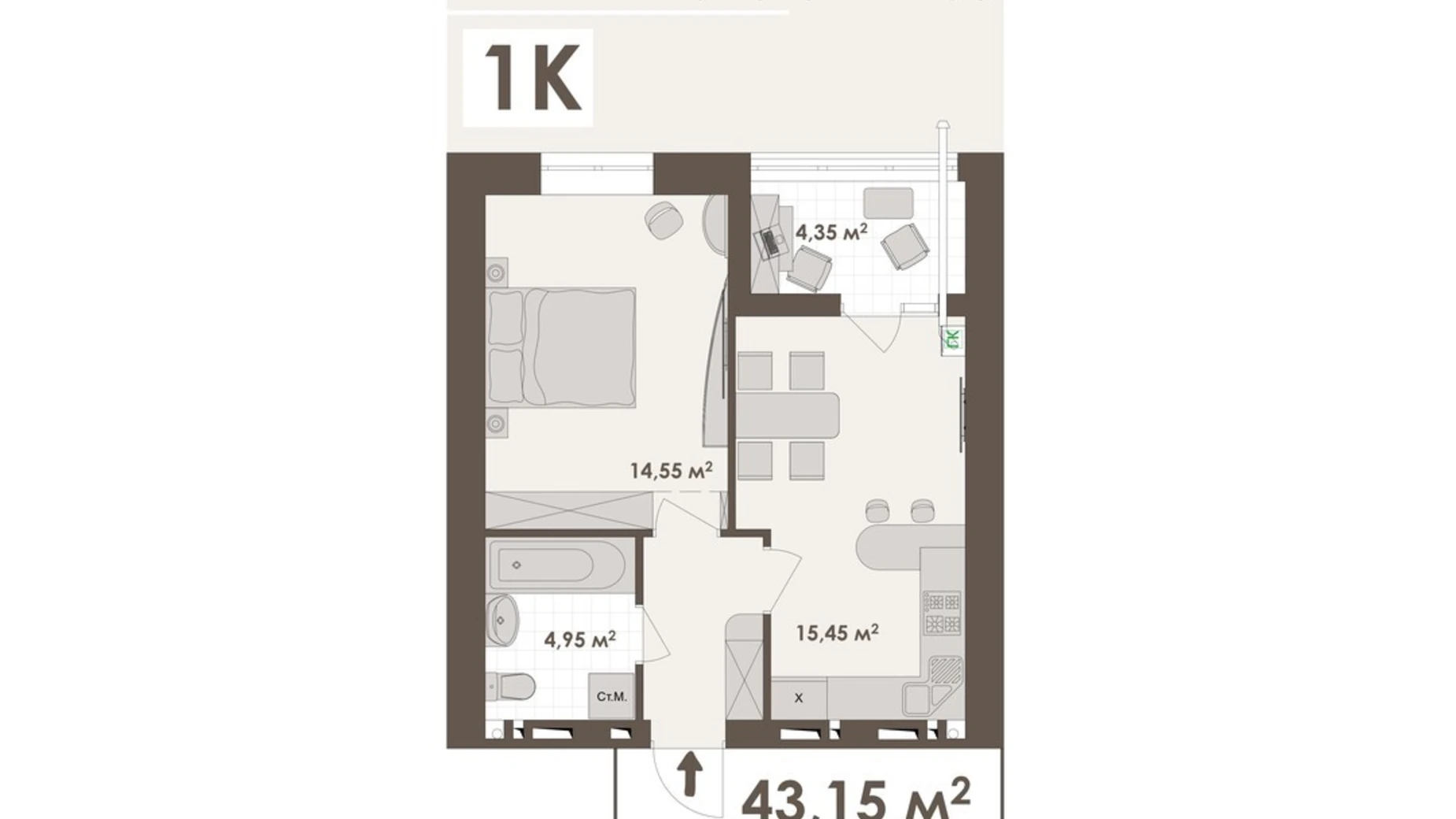 Продается 1-комнатная квартира 43.15 кв. м в Виннице, ул. Стрелецкая, 23 - фото 3