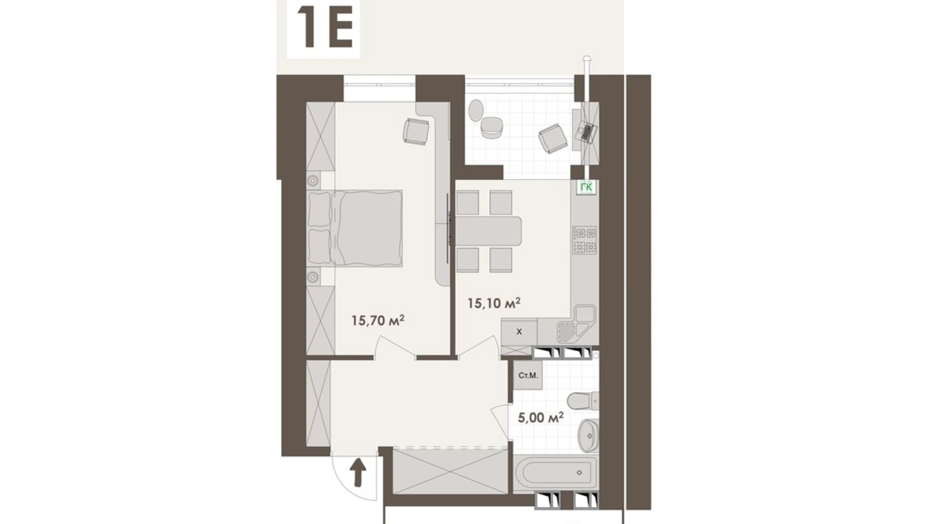 Продается 1-комнатная квартира 45.6 кв. м в Виннице, ул. Стрелецкая, 23 - фото 2