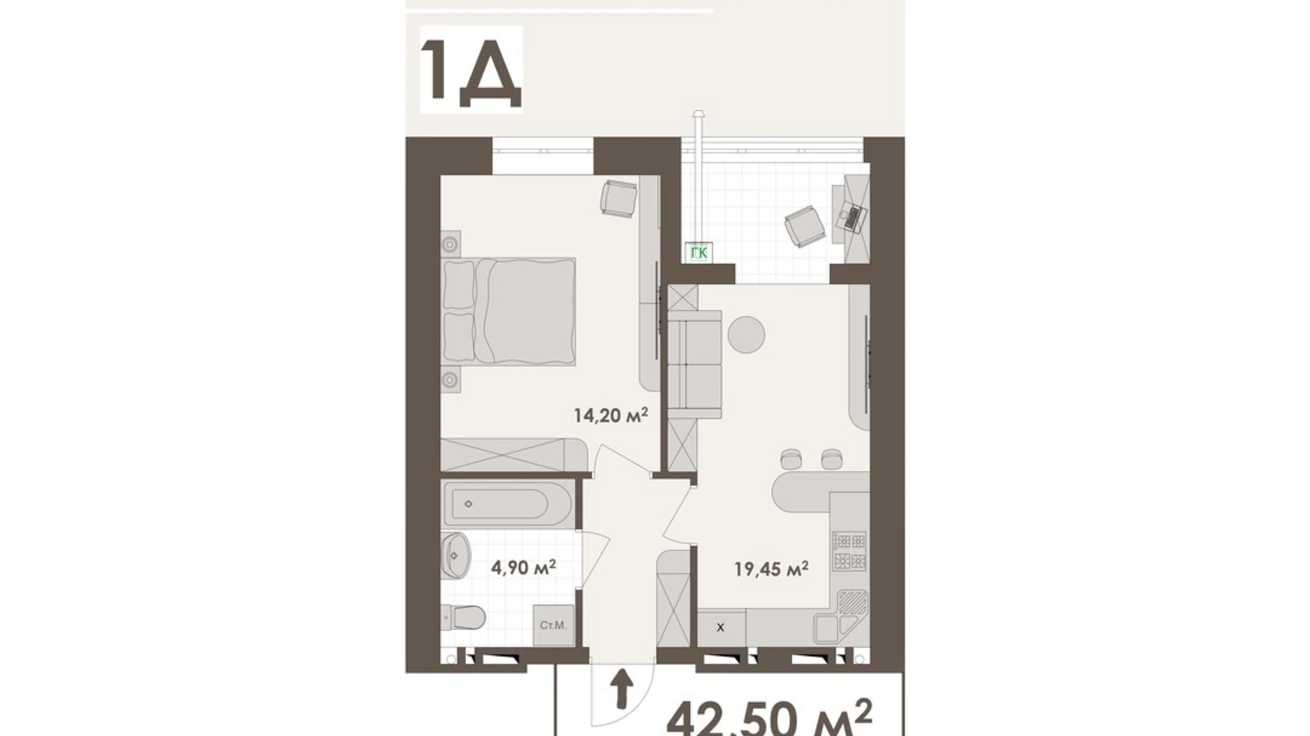 Продается 1-комнатная квартира 42.5 кв. м в Виннице, ул. Стрелецкая, 23 - фото 2