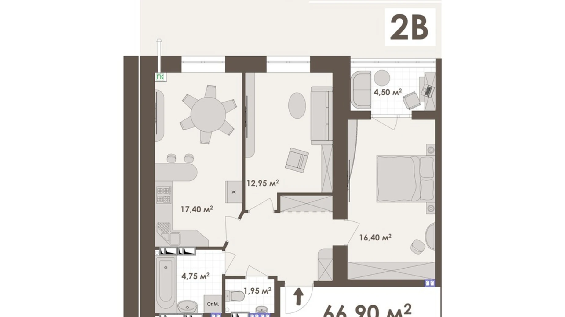 Продается 2-комнатная квартира 66.9 кв. м в Виннице, ул. Стрелецкая, 23 - фото 2
