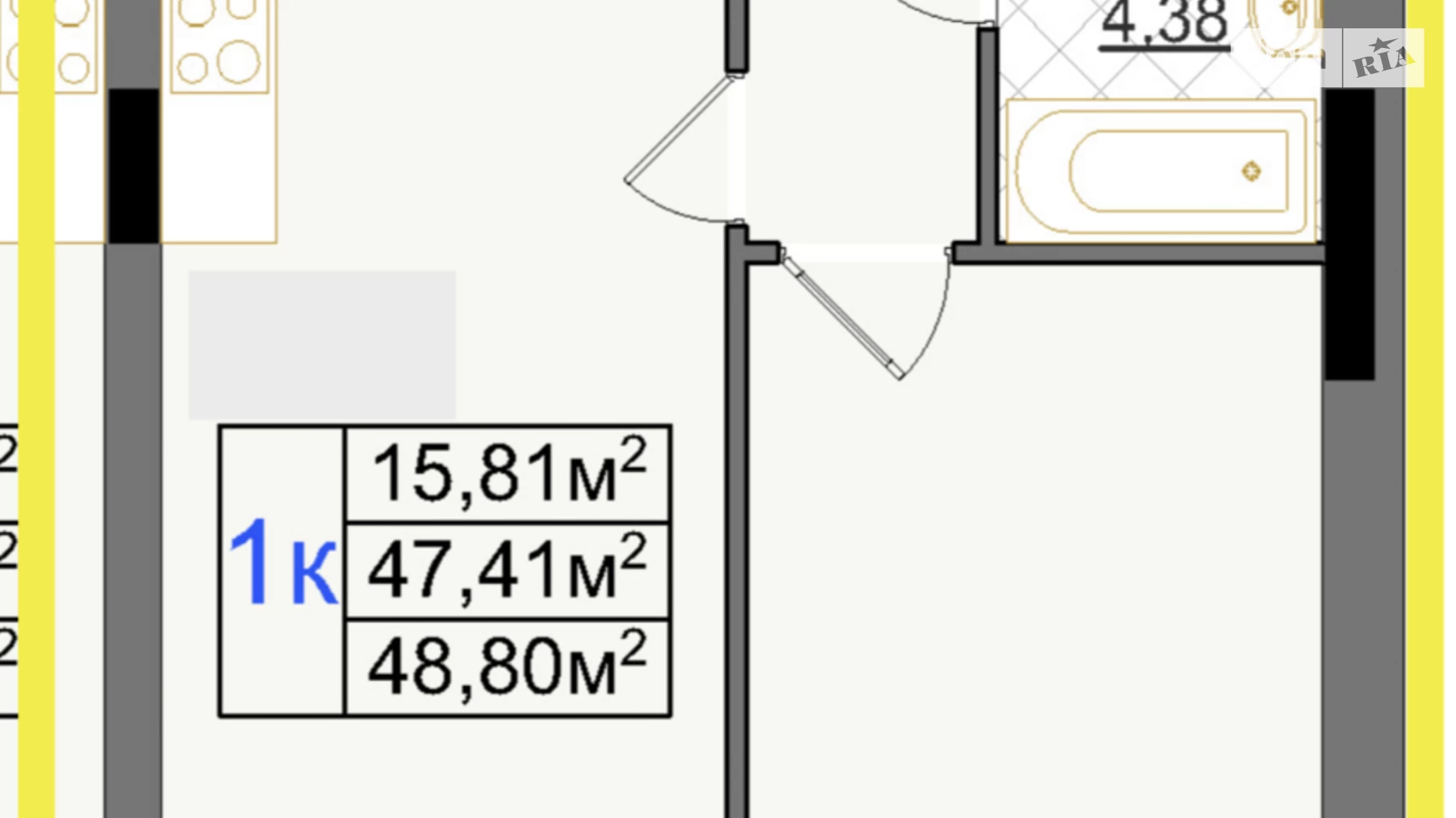 Продается 1-комнатная квартира 48.8 кв. м в Львове, ул. Камышовая, 11 - фото 2