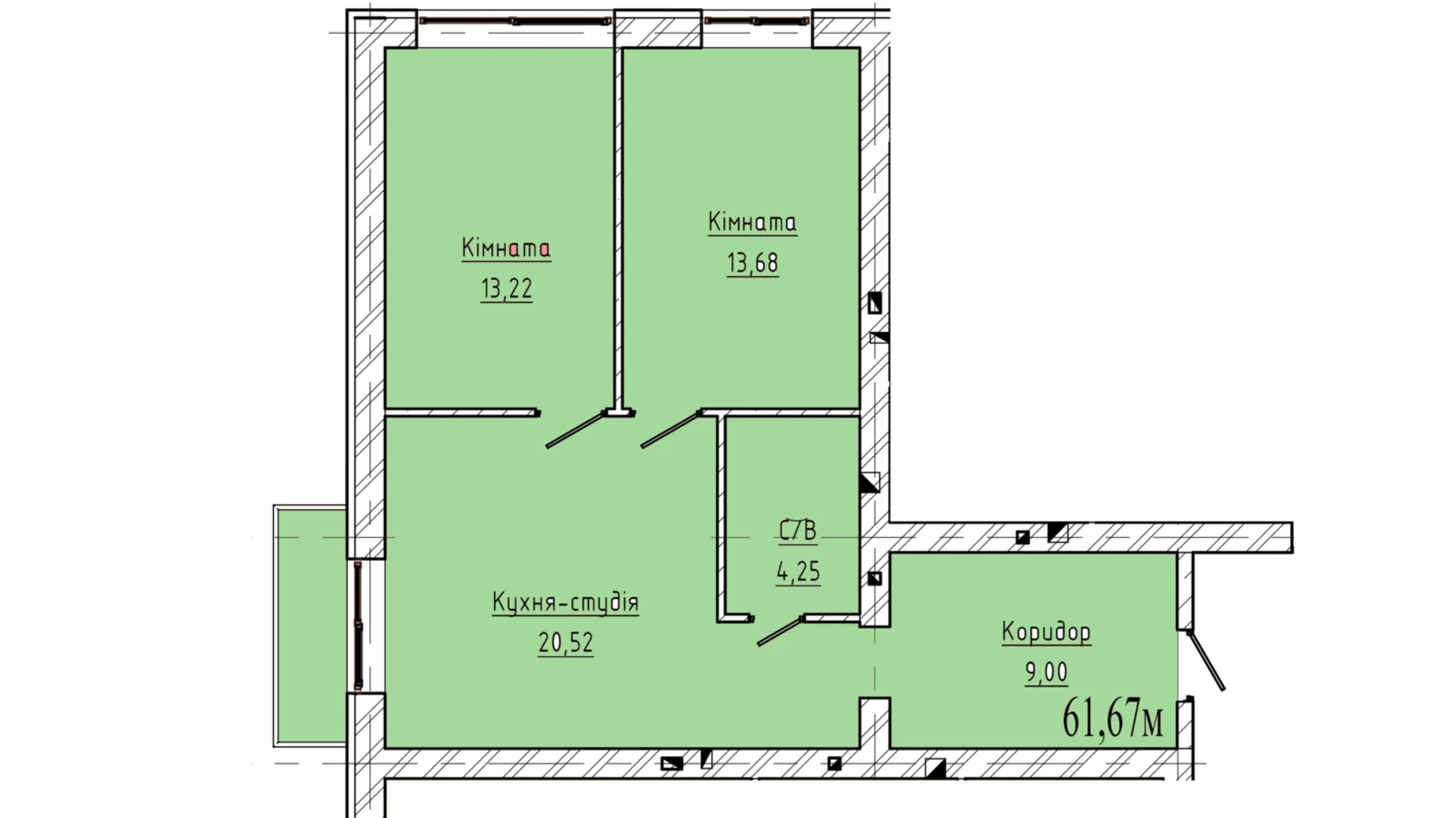 Продается часть дома 61.67 кв. м с участком, цена: 650 $ - фото 5