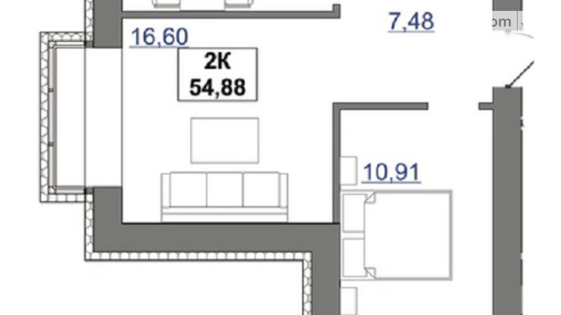 Продается 2-комнатная квартира 54.88 кв. м в Волчинце, пер. Ключный - фото 5