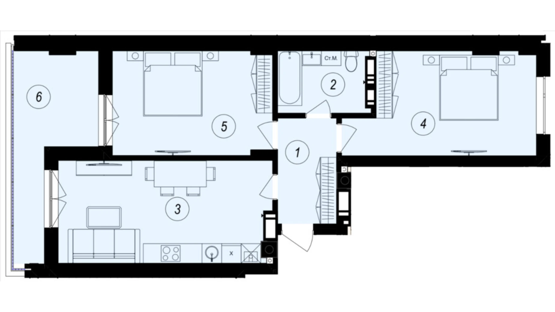 Продается 2-комнатная квартира 68.72 кв. м в Ужгороде, ул. Тлехаса, 89А - фото 2