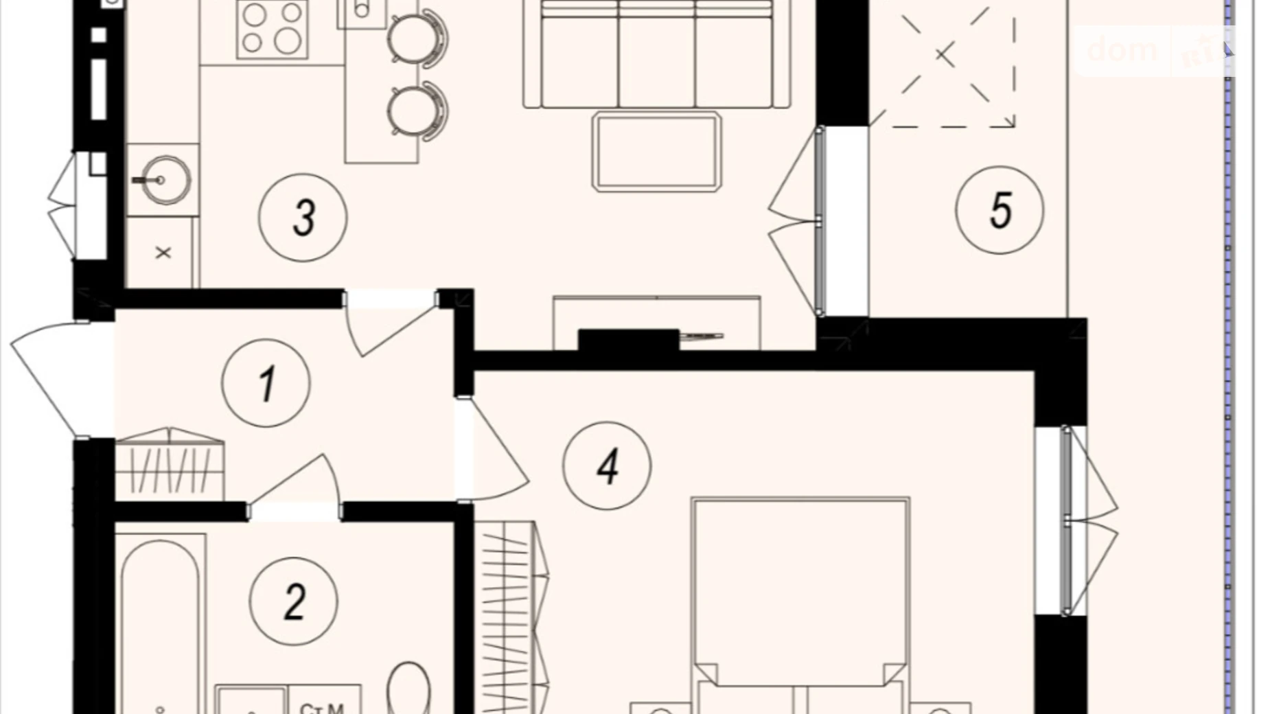 Продается 1-комнатная квартира 42.87 кв. м в Ужгороде, ул. Тлехаса, 89А - фото 2
