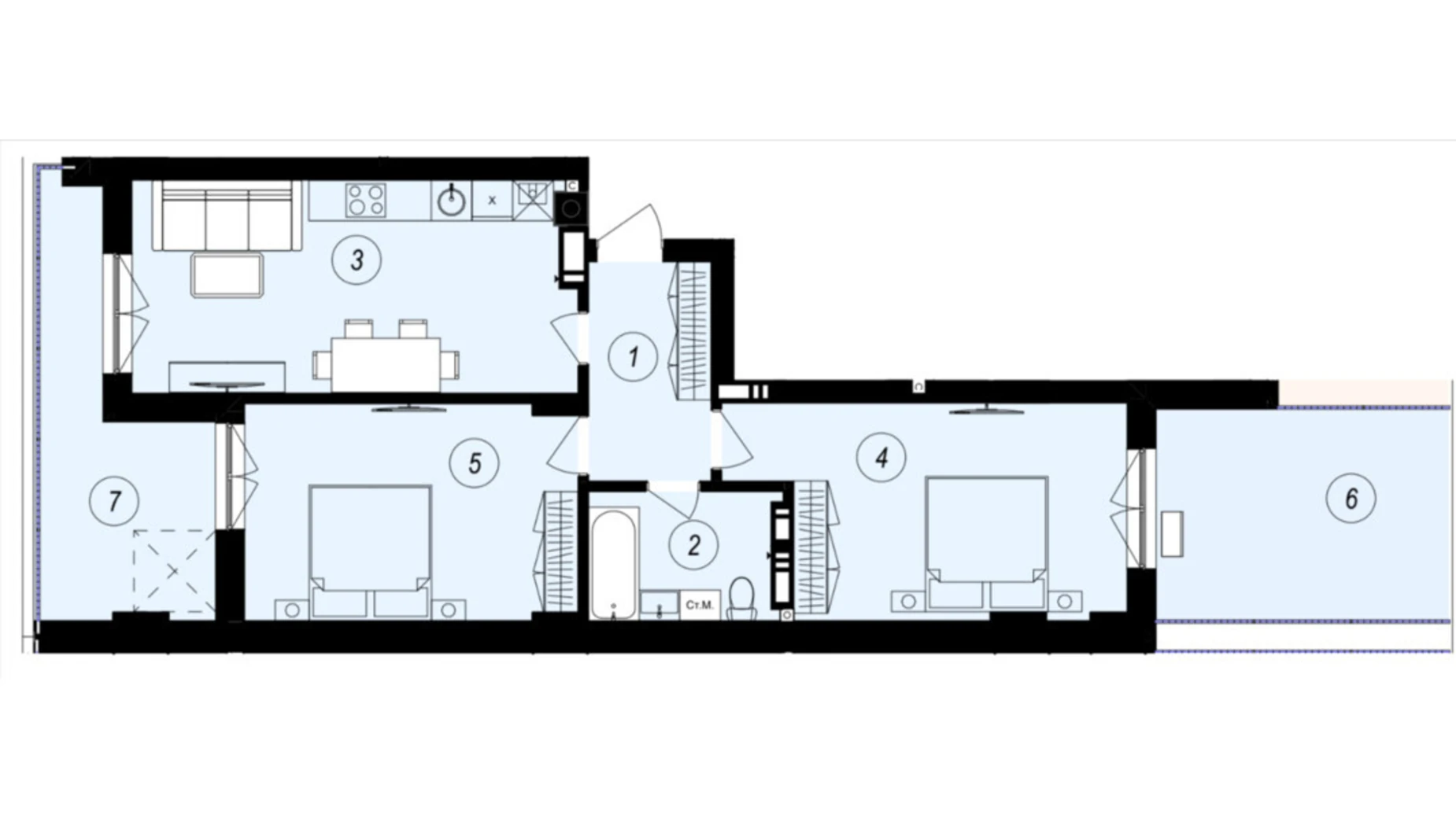 Продается 2-комнатная квартира 68.72 кв. м в Ужгороде, ул. Тлехаса, 89А - фото 2
