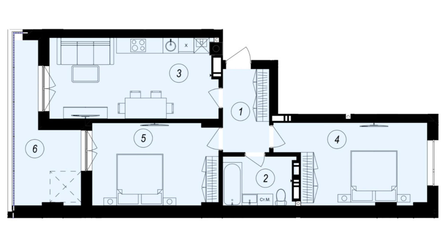 Продается 2-комнатная квартира 68.72 кв. м в Ужгороде, ул. Тлехаса, 89А - фото 2