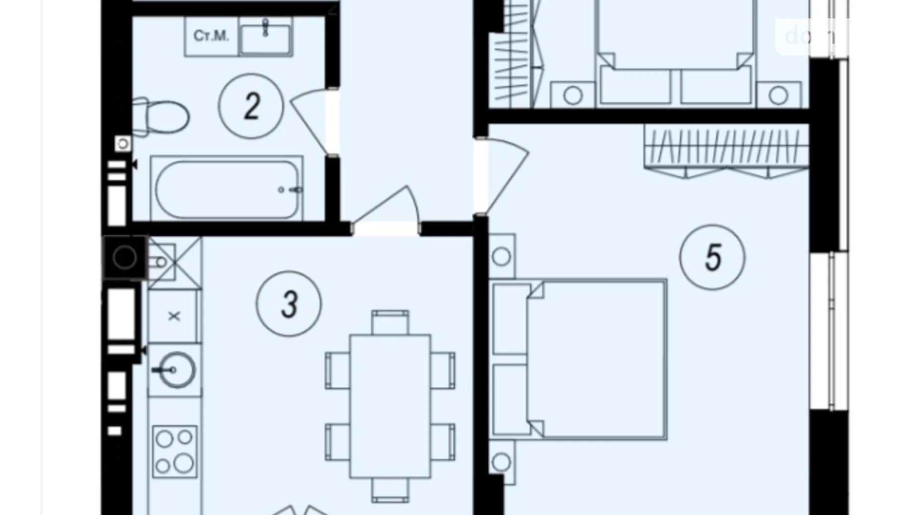 Продается 2-комнатная квартира 55.6 кв. м в Ужгороде, ул. Тлехаса, 89А - фото 2