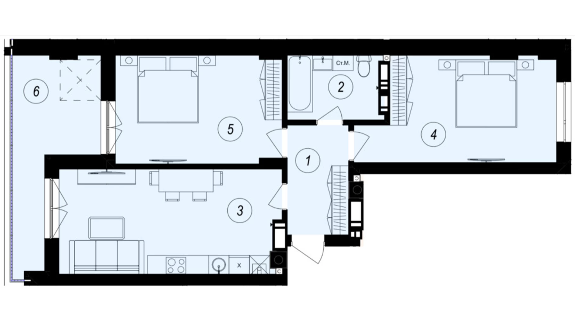 Продается 2-комнатная квартира 68.09 кв. м в Ужгороде, ул. Тлехаса, 89А - фото 2