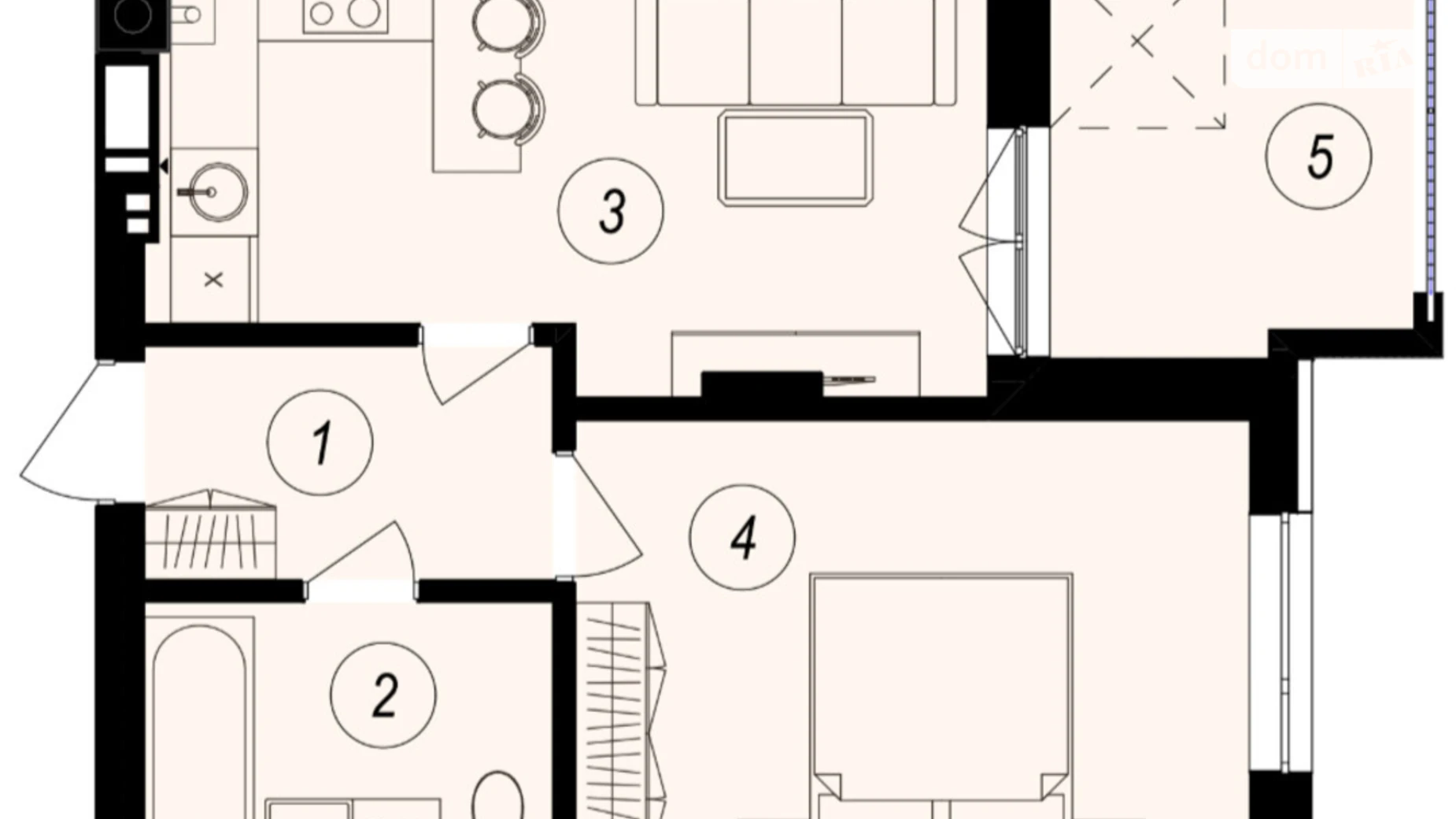 Продается 1-комнатная квартира 42.45 кв. м в Ужгороде, ул. Тлехаса, 89А - фото 2