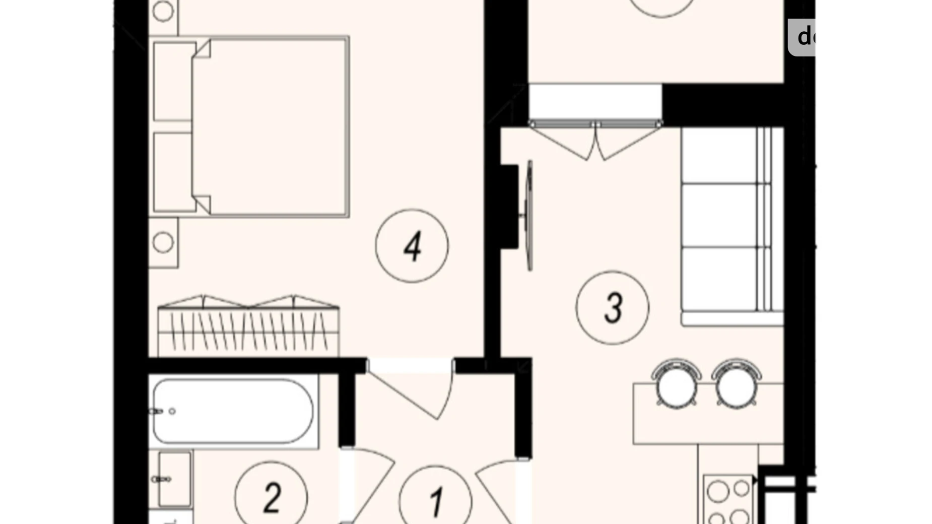 Продается 1-комнатная квартира 38.86 кв. м в Ужгороде, ул. Тлехаса, 89А - фото 2