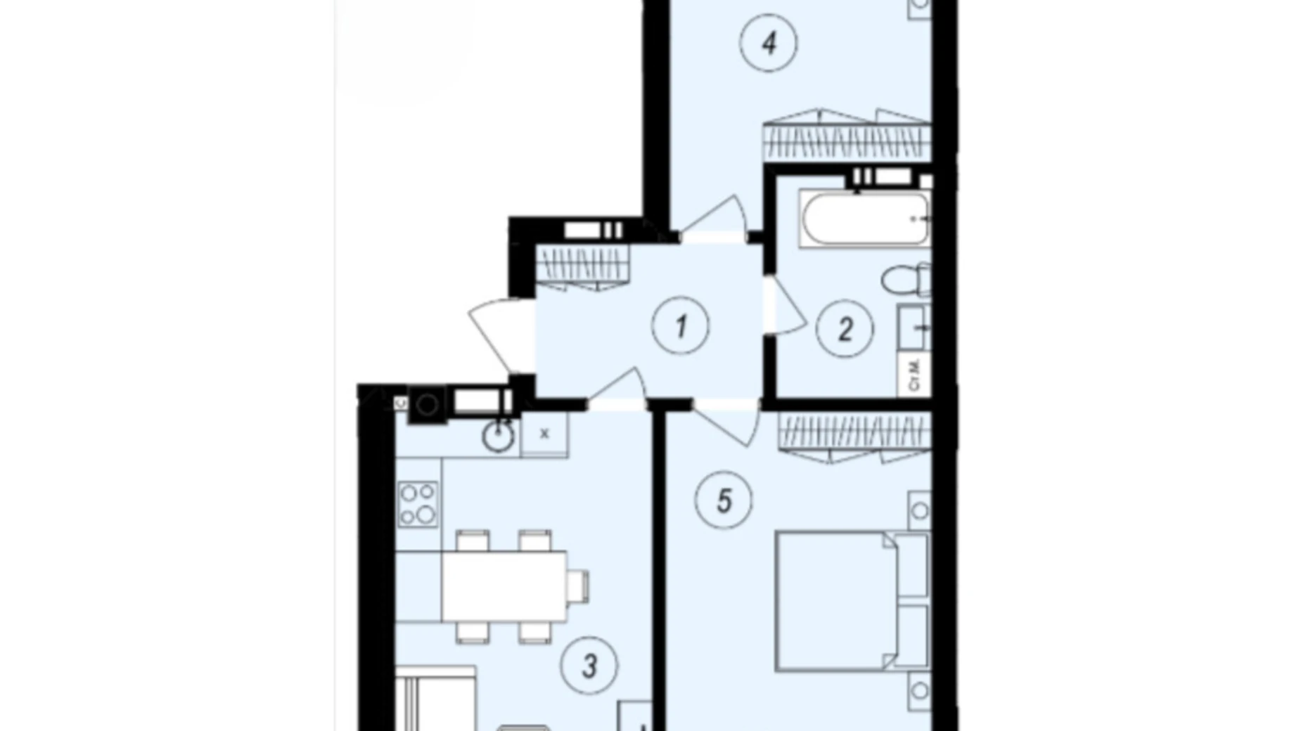 Продается 2-комнатная квартира 69.24 кв. м в Ужгороде, ул. Тлехаса, 89А - фото 2