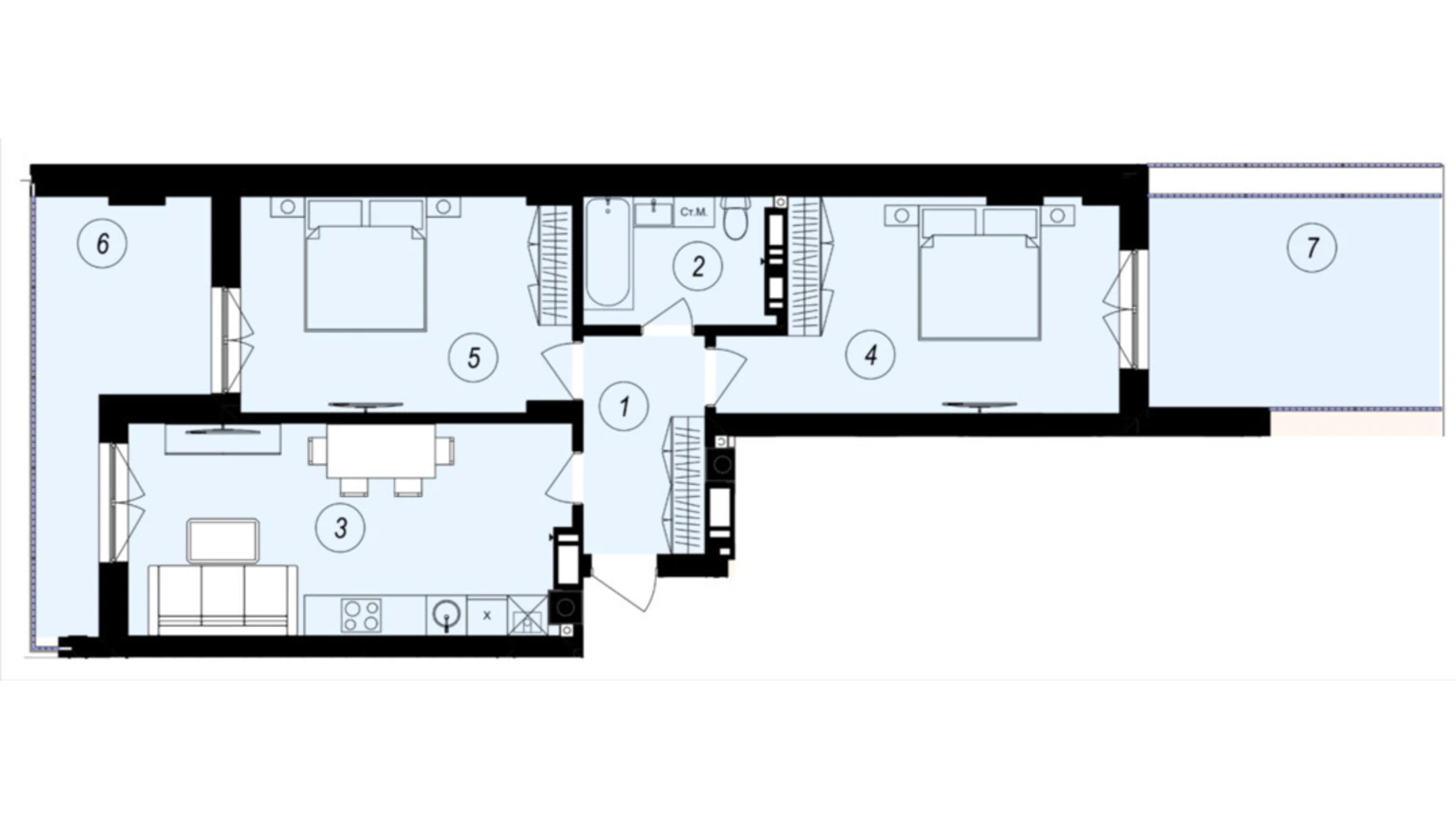 Продается 2-комнатная квартира 72.78 кв. м в Ужгороде, ул. Тлехаса, 89А - фото 2