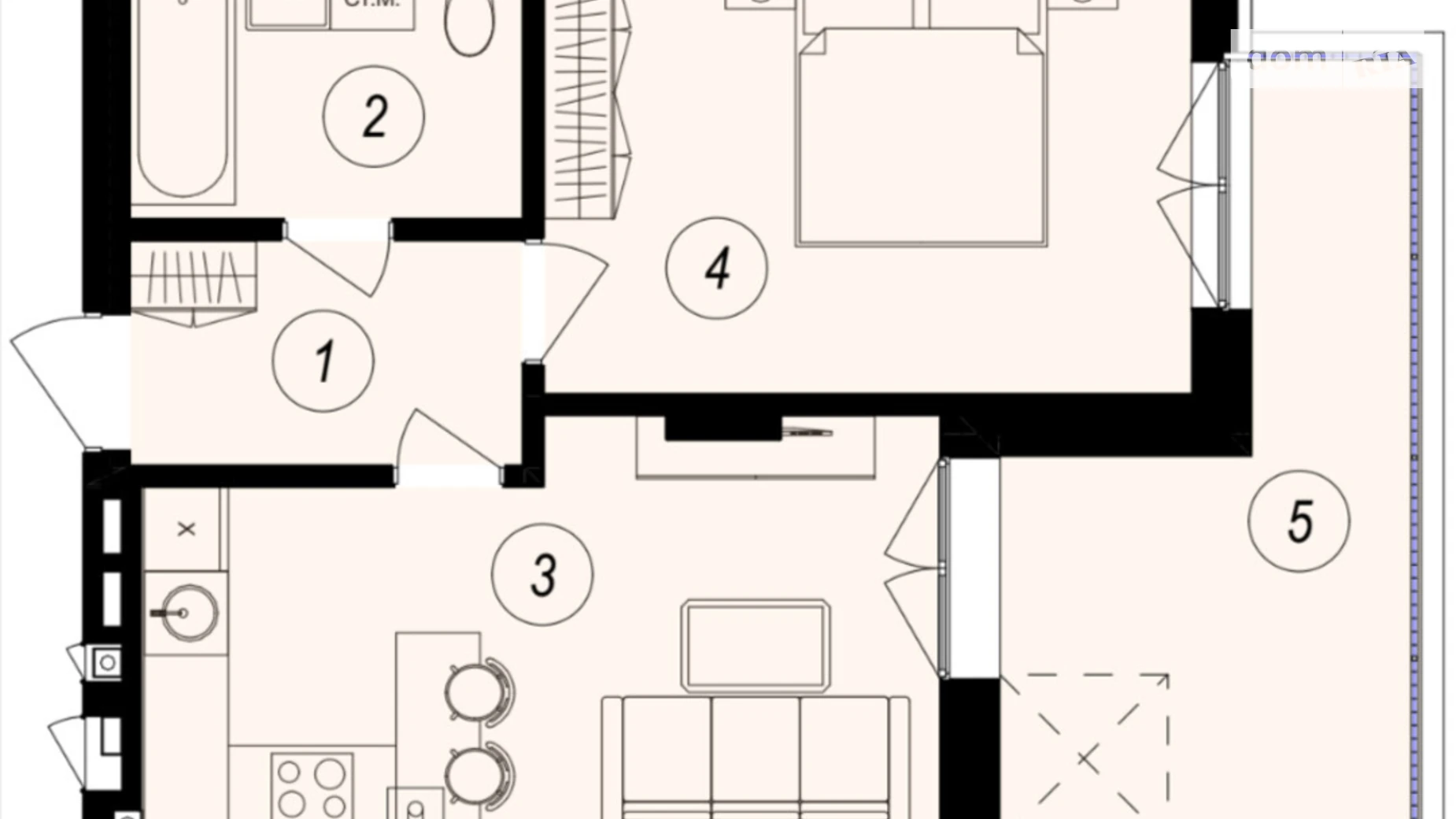 Продается 1-комнатная квартира 42.4 кв. м в Ужгороде, ул. Тлехаса, 89А - фото 2