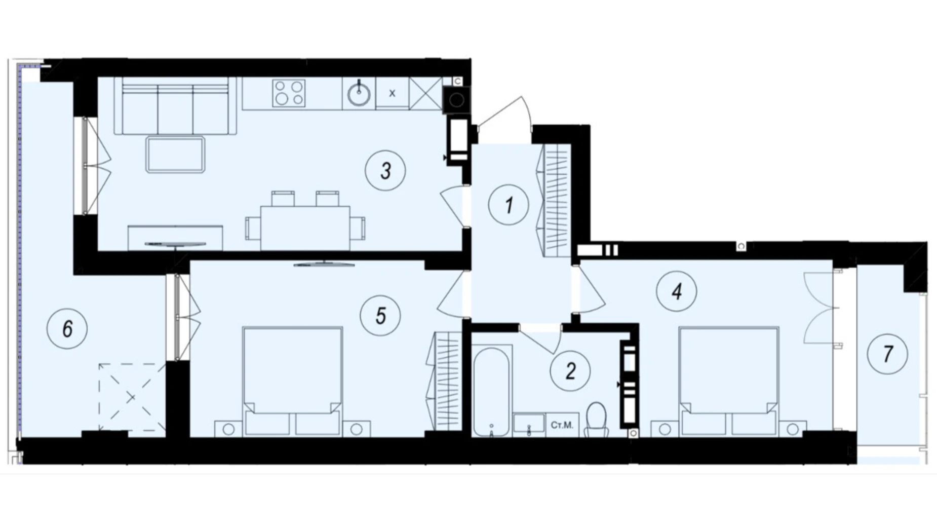 Продається 2-кімнатна квартира 67.88 кв. м у Ужгороді, вул. Тлехаса, 89А - фото 2