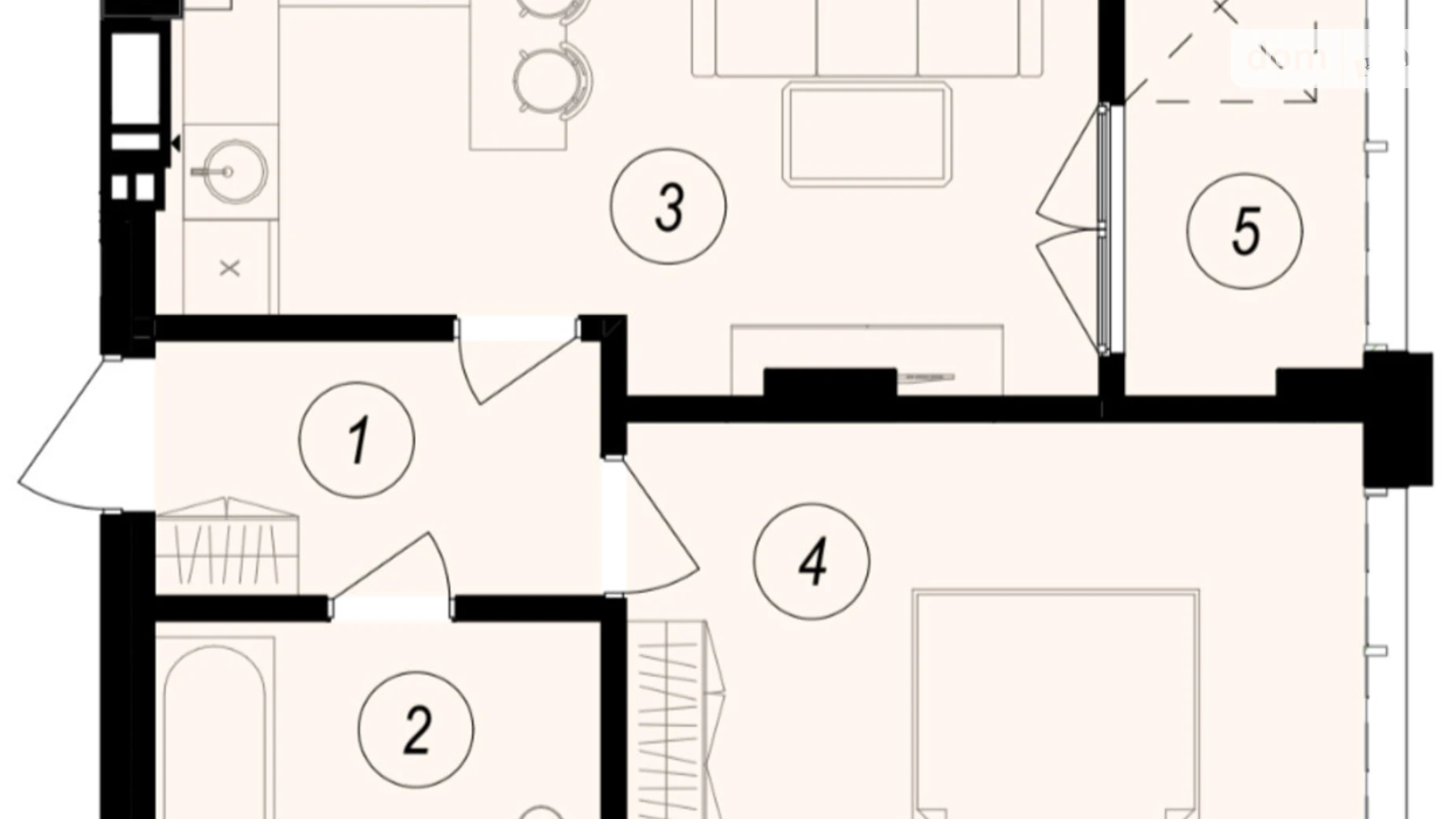 Продается 1-комнатная квартира 44.31 кв. м в Ужгороде, ул. Тлехаса, 89А - фото 2